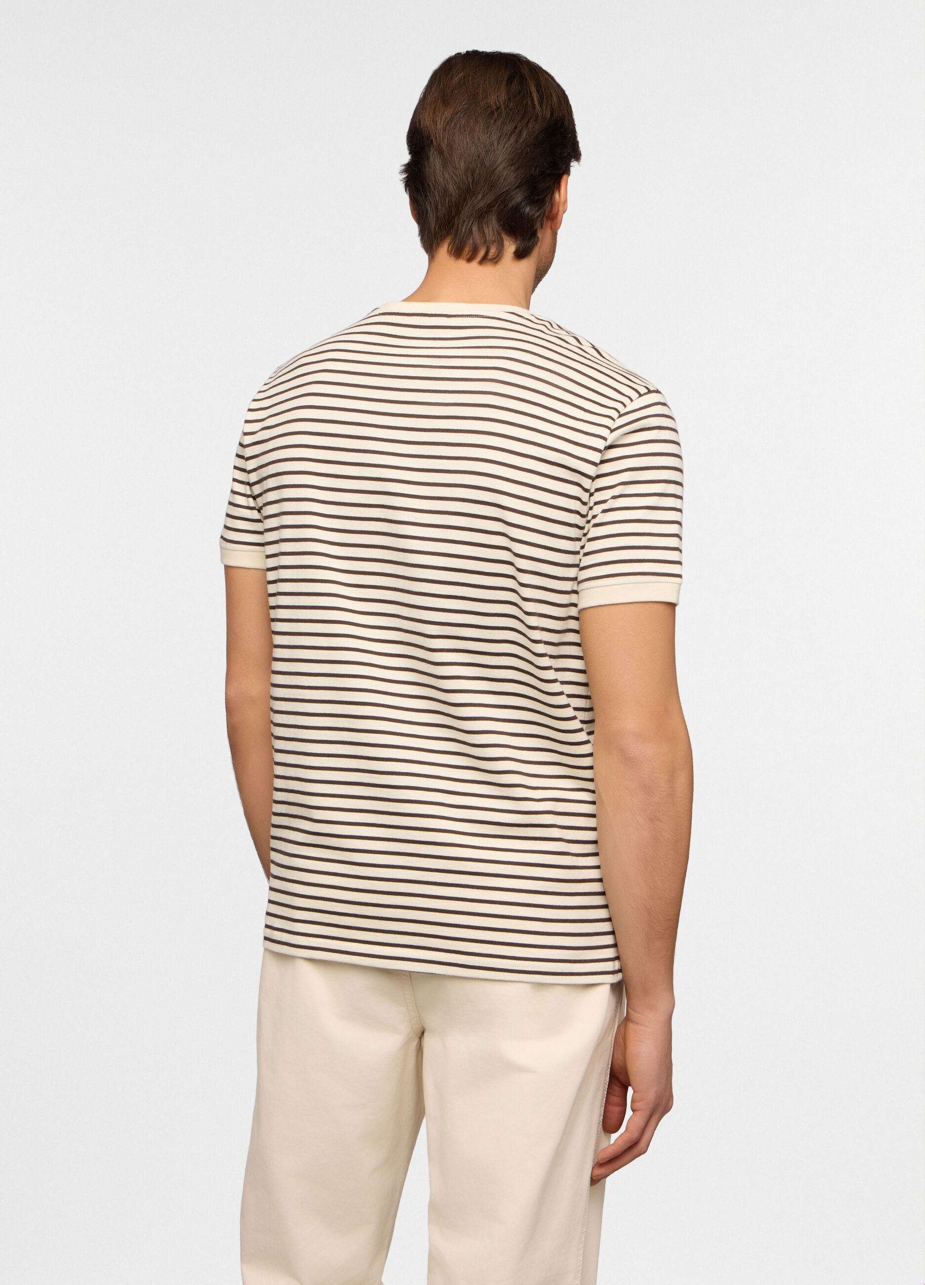 T-shirt girocollo in jersey di cotone a righe uomo_1