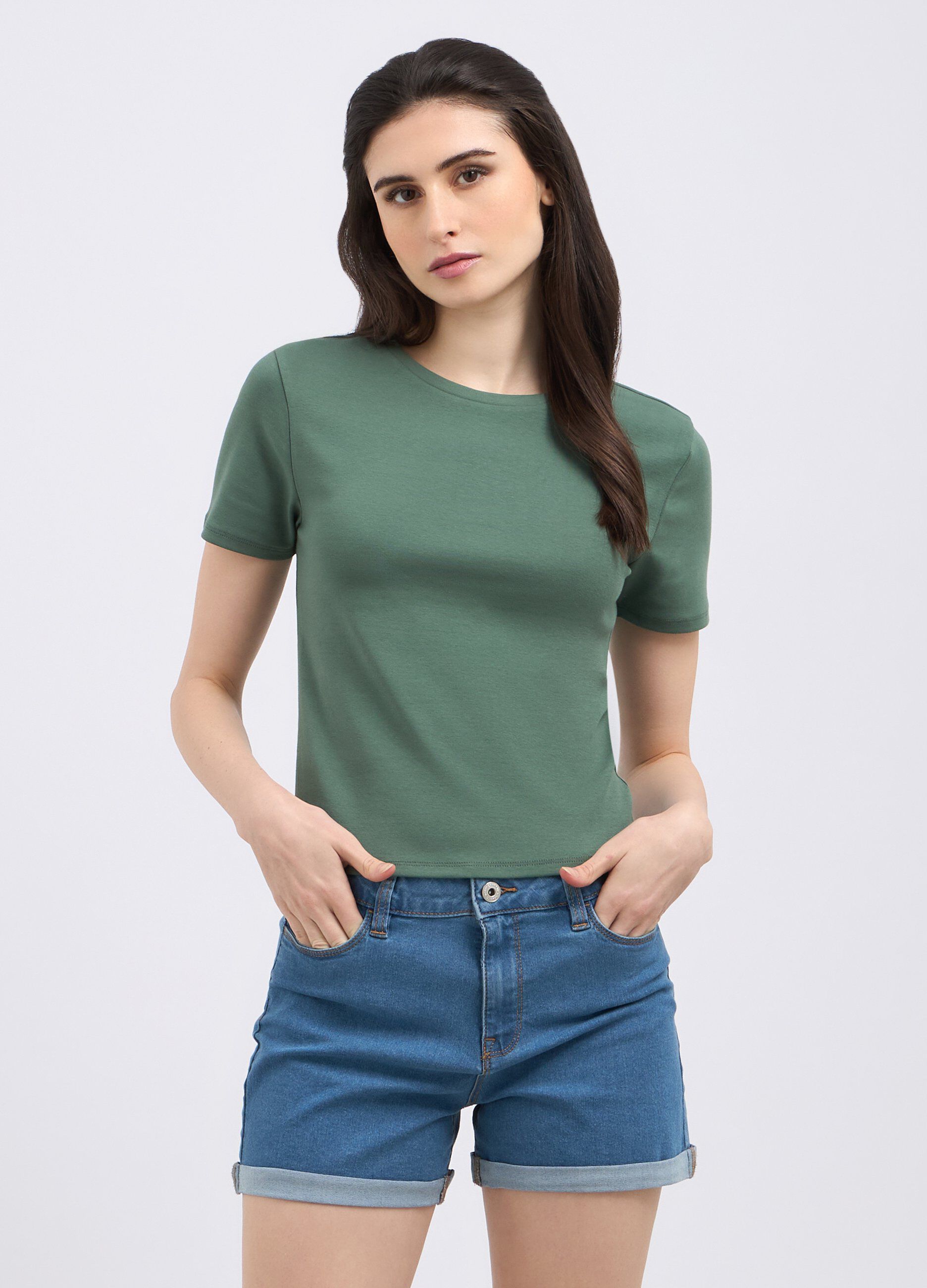 T-shirt in cotone stretch donna_0