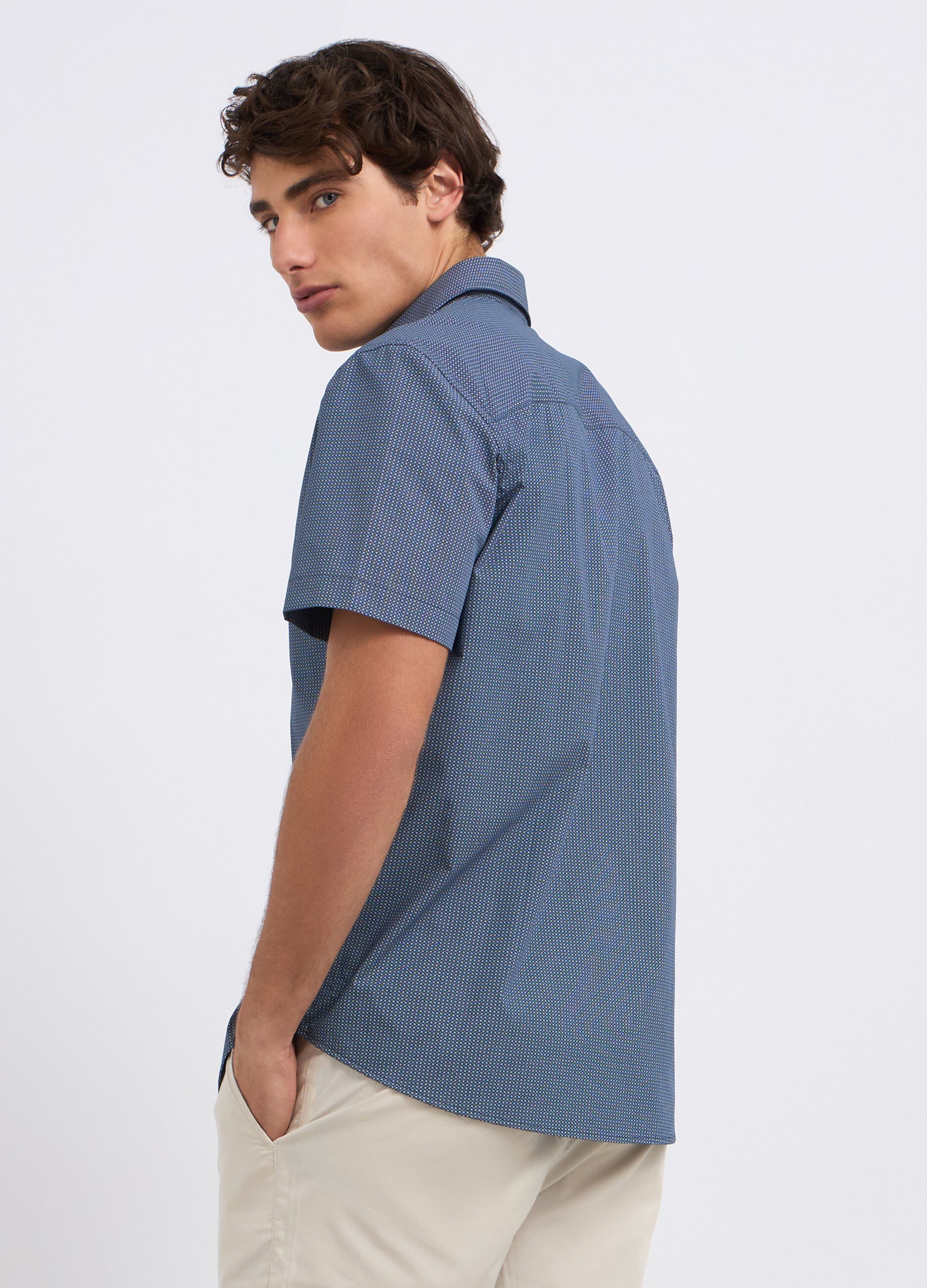 Camicia a maniche corte in misto cotone uomo_1