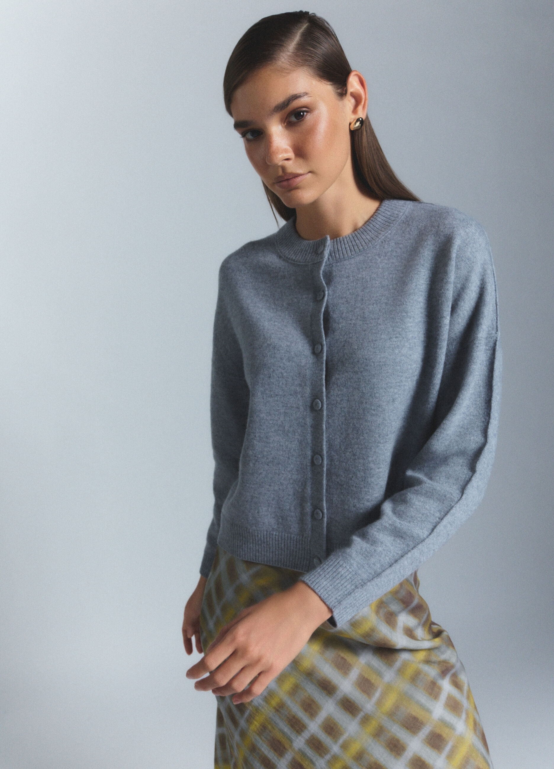 Cardigan girocollo rasato donna_1