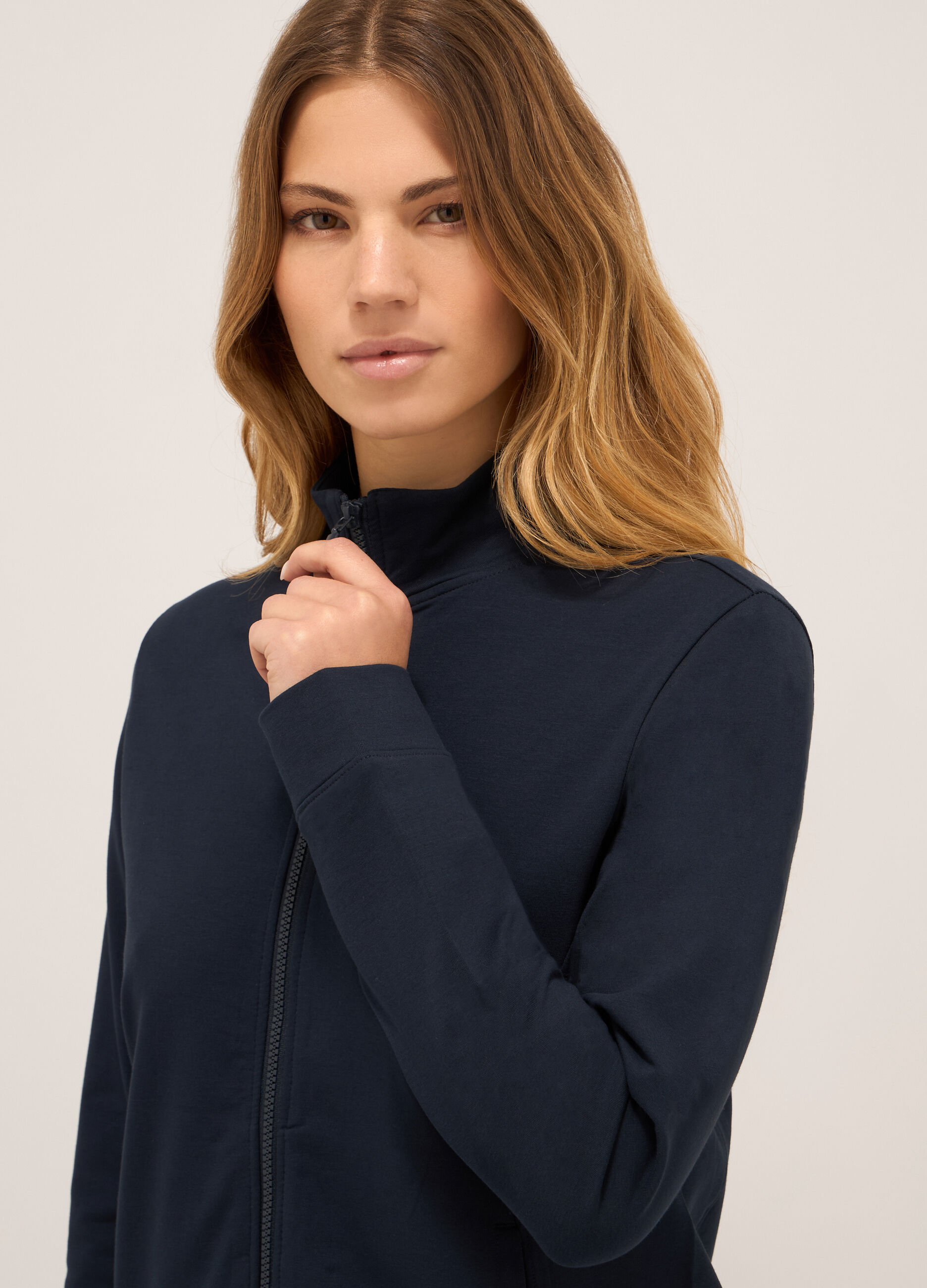 Felpa in french terry di cotone stretch donna_2