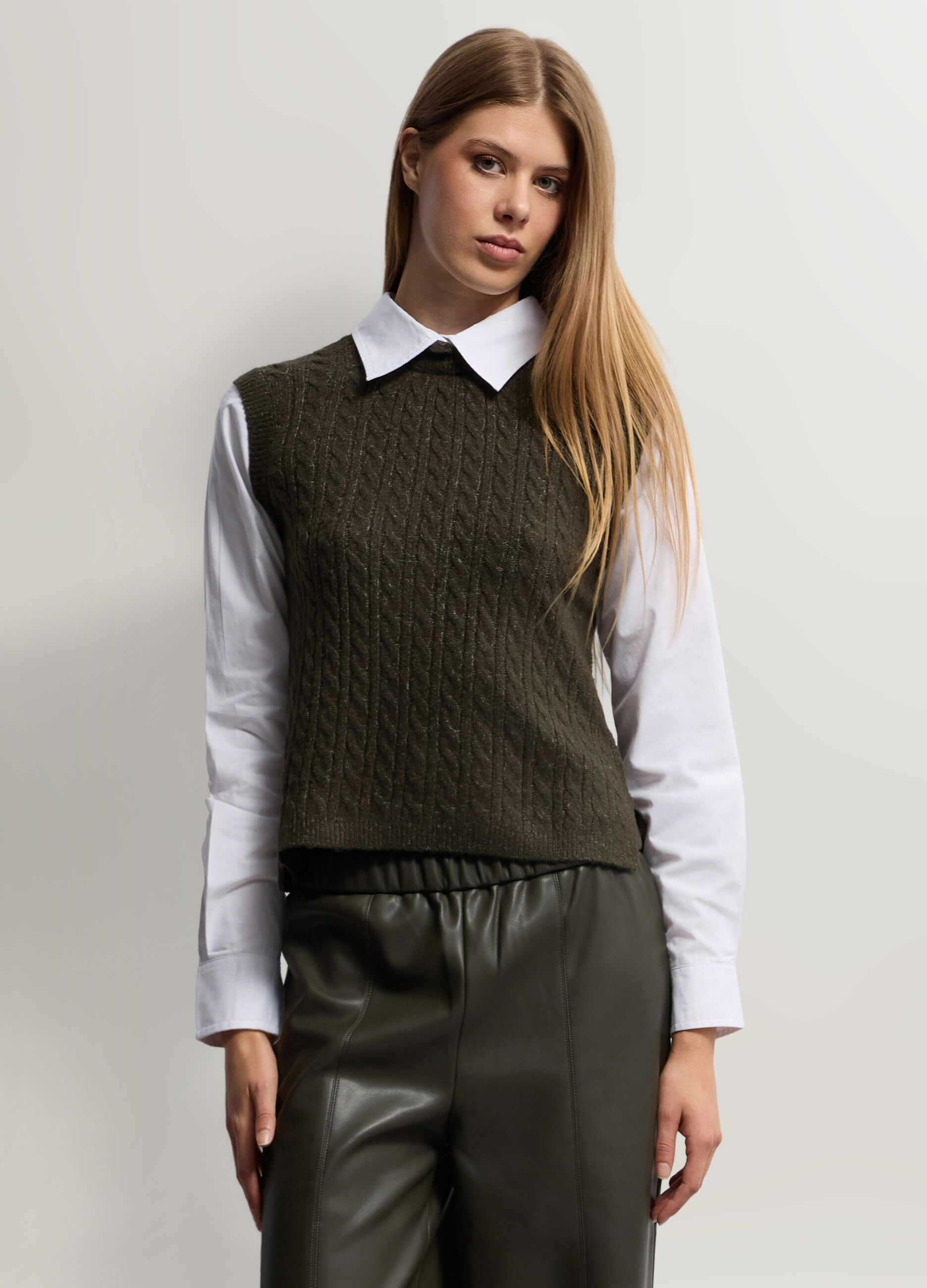 Gilet Fitted con inserto camicia donna_0