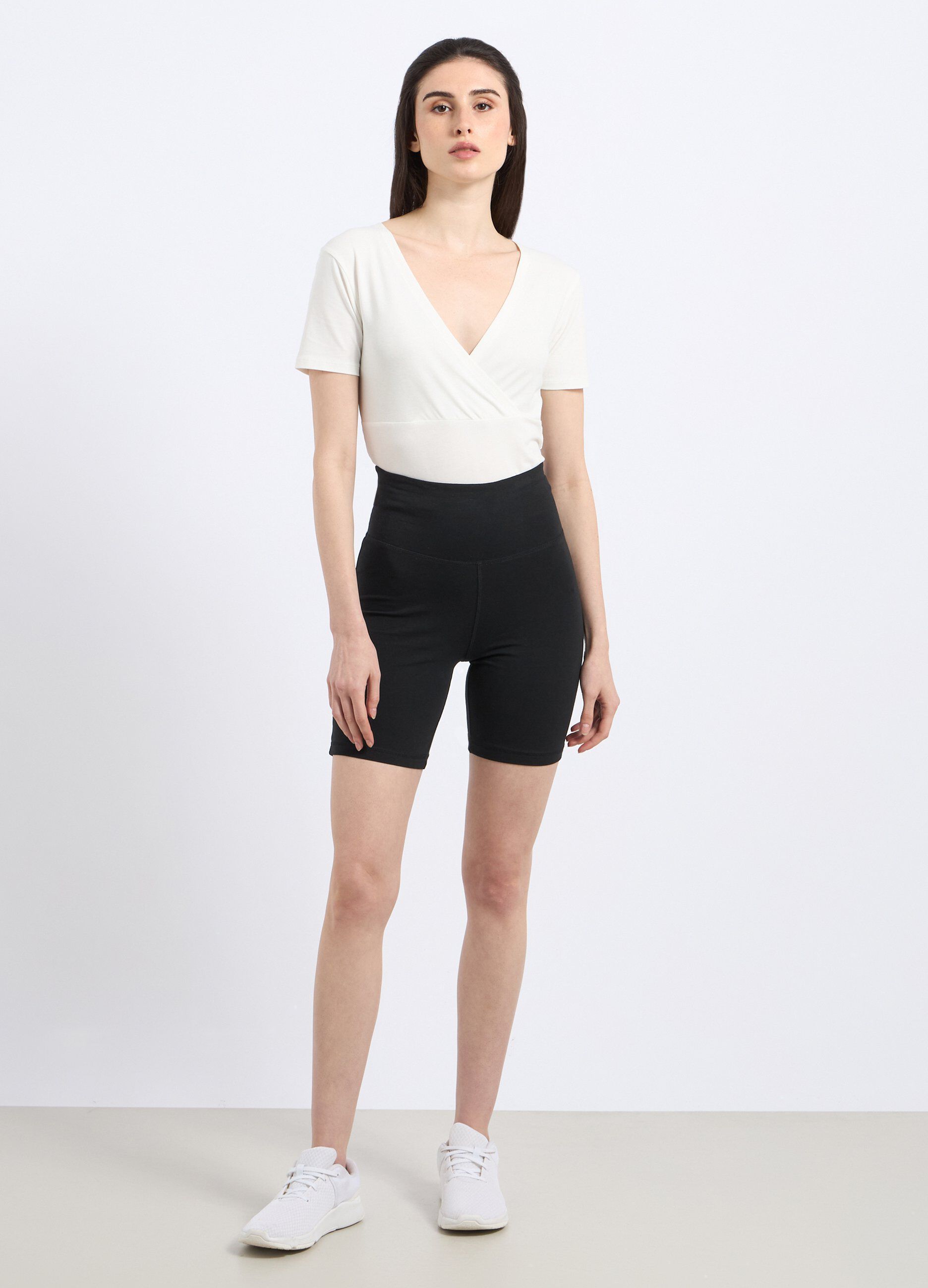 Leggings corti in cotone stretch donna_0