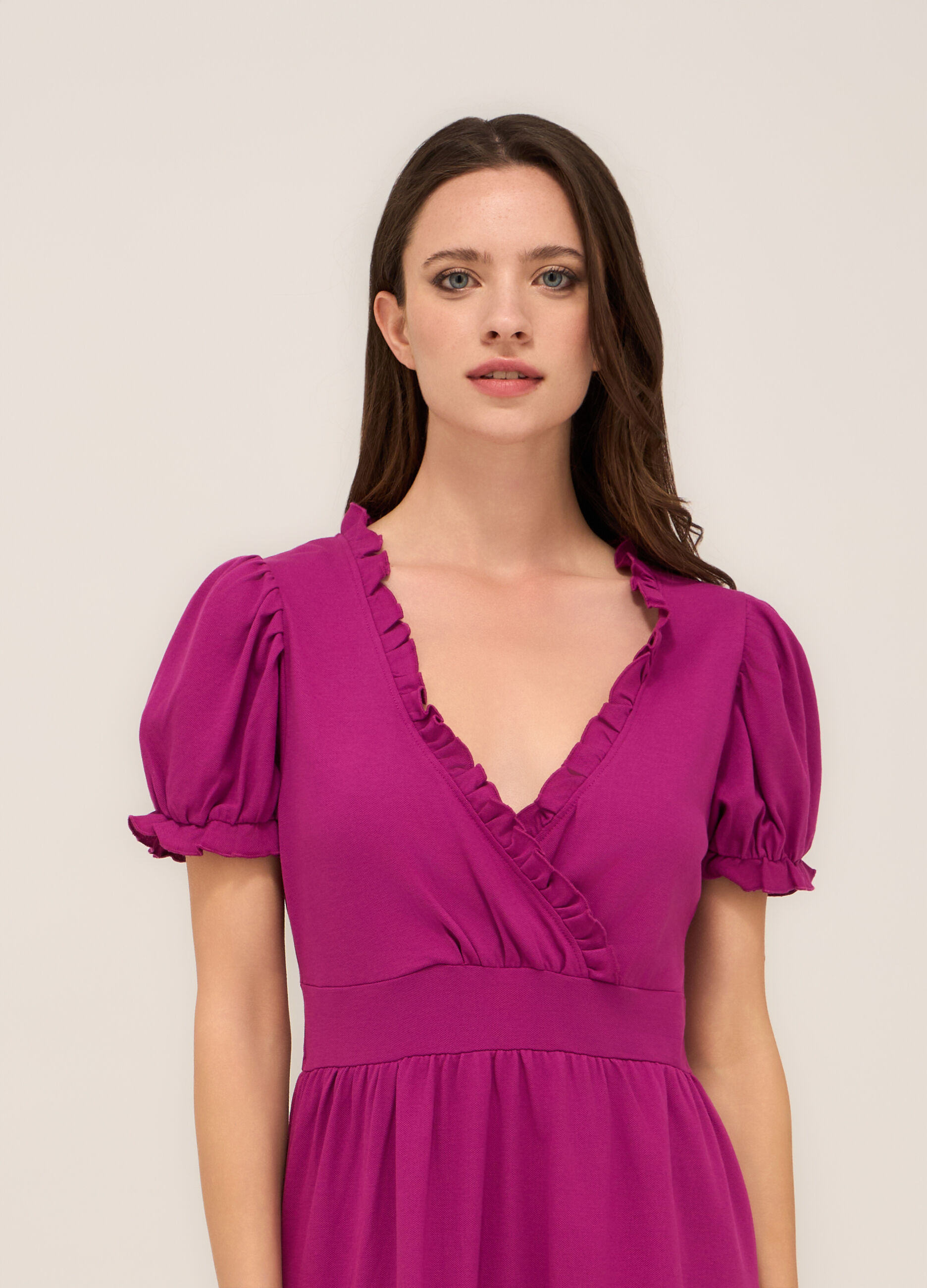 Abito corto in cotone stretch piqué donna