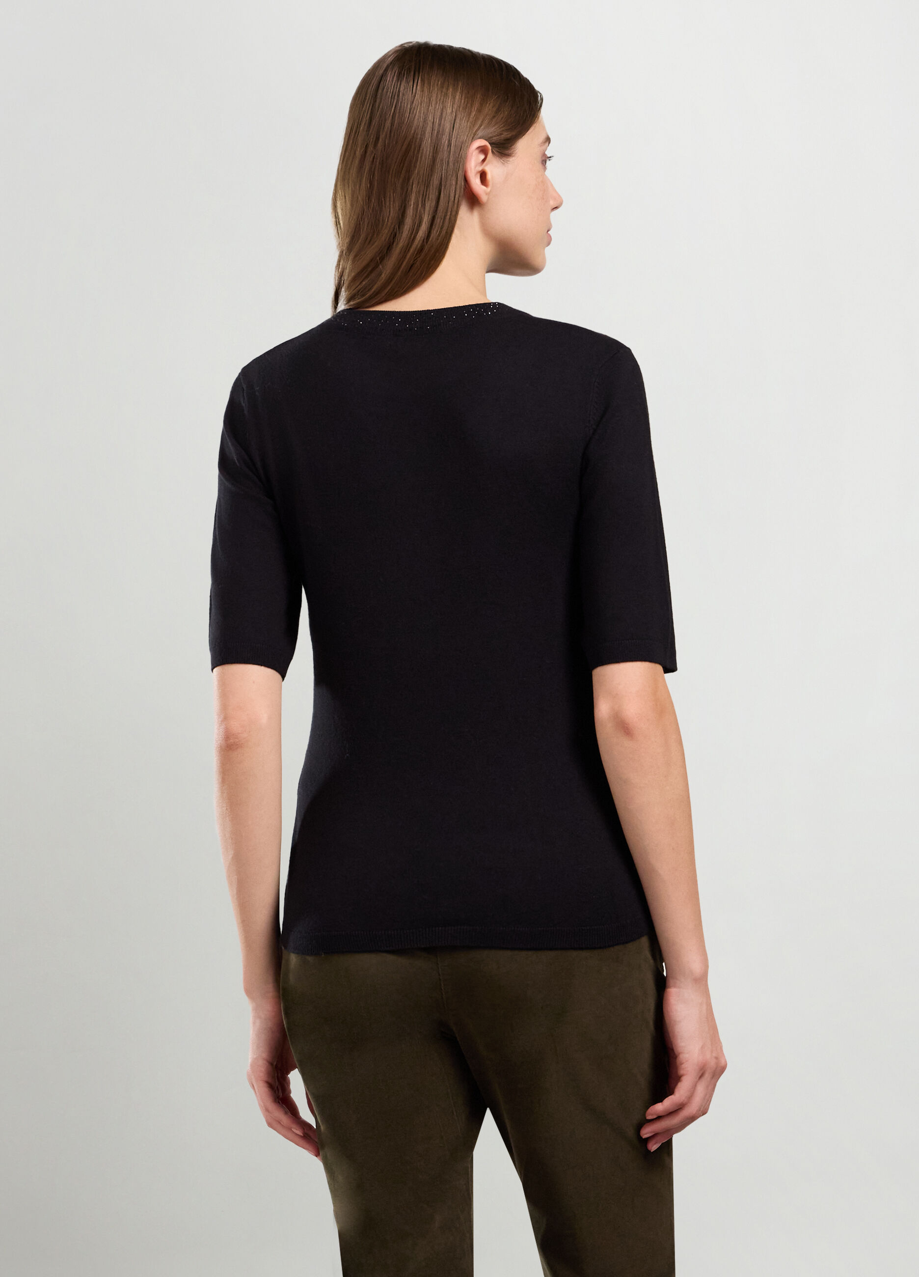 Tricot misto viscosa a maniche corte donna_1