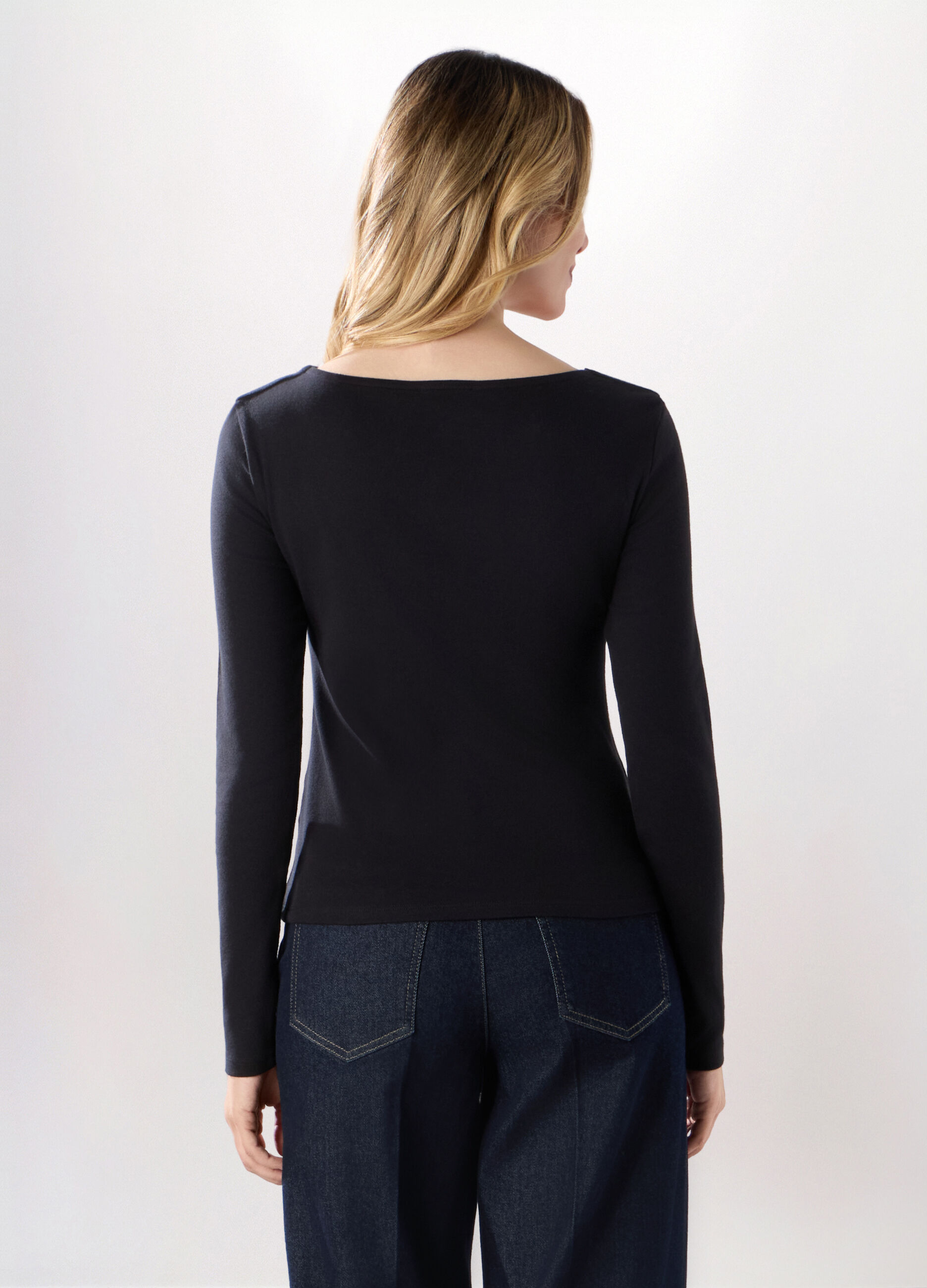 T-shirt in jersey di cotone stretch donna_1