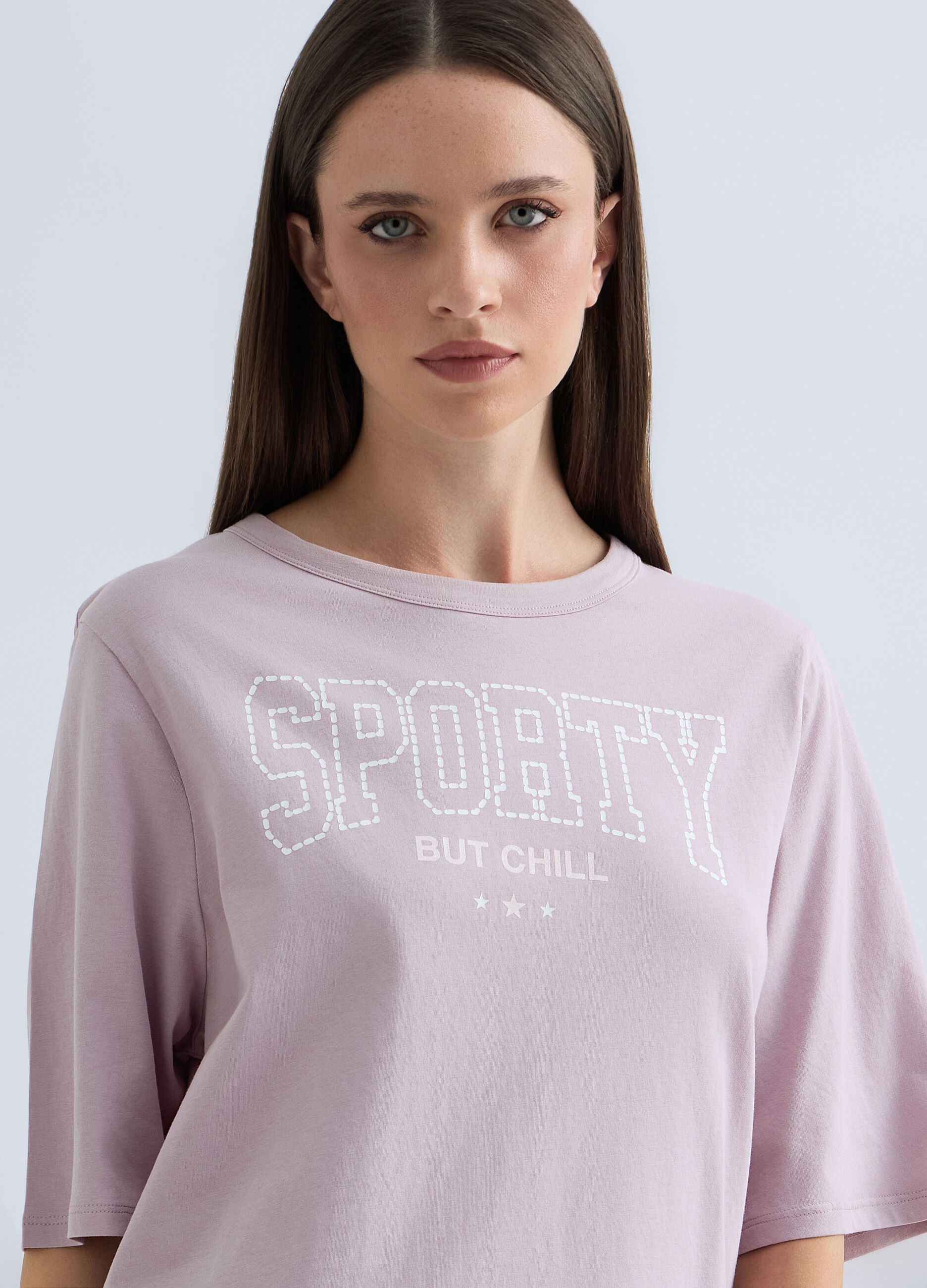 Pigiama lungo in cotone misto viscosa donna_2