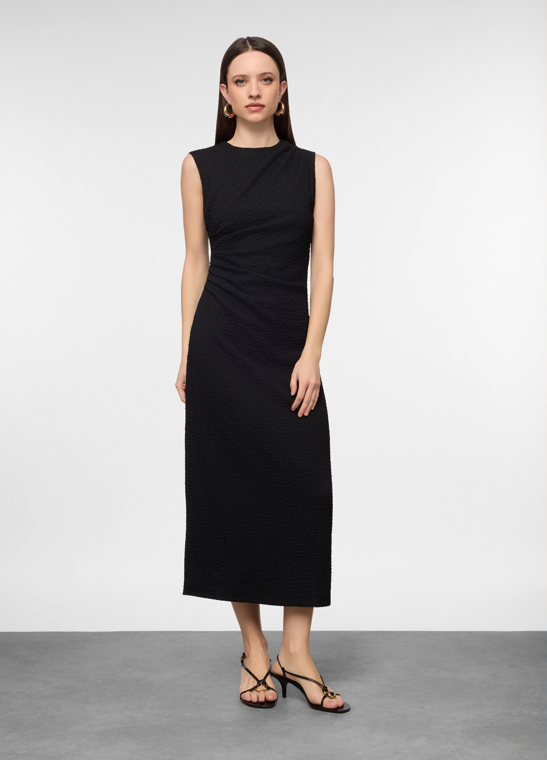 Abito lungo crepe fitted donna_0