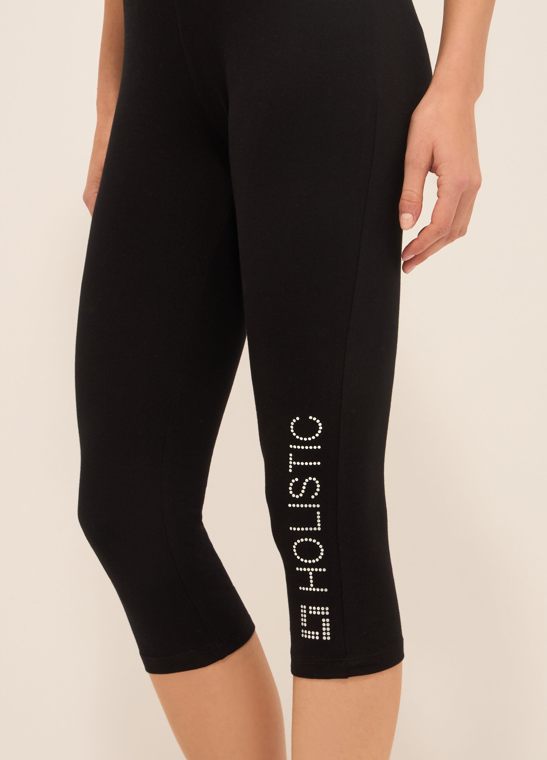 Leggings capri in cotone stretch donna_2