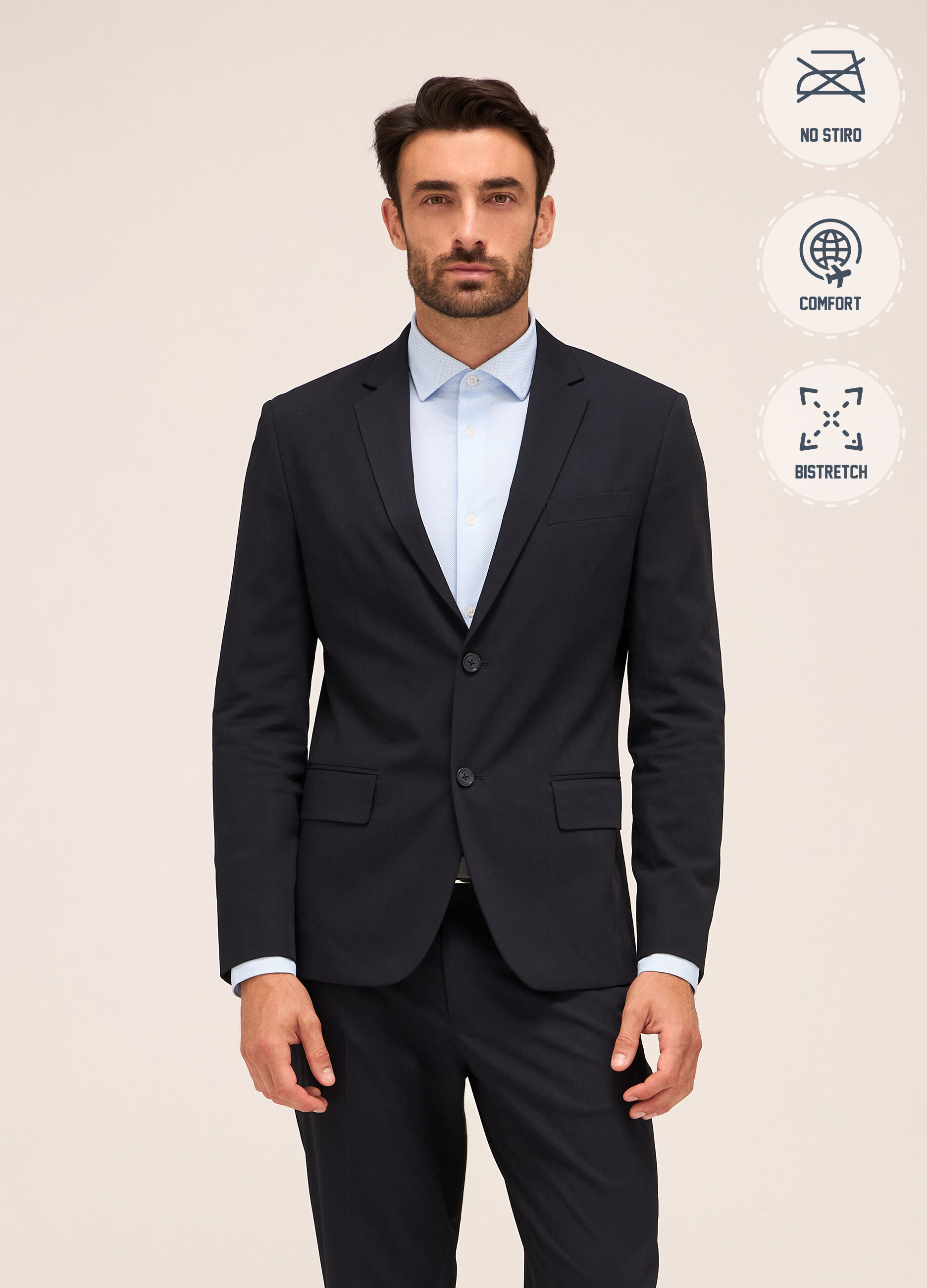 Blazer a due bottoni in tessuto stretch uomo_0
