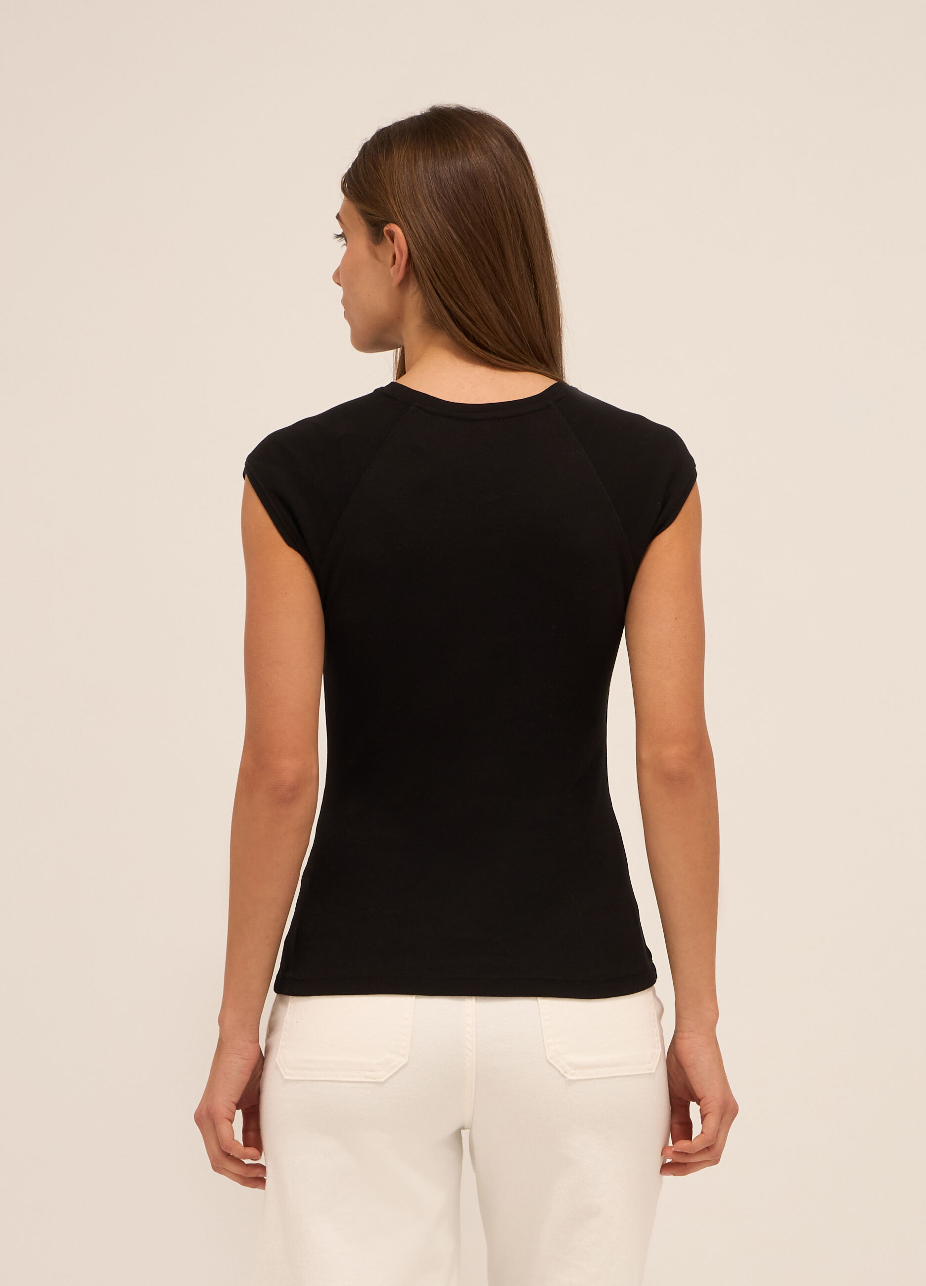 T-shirt a maniche corte in puro cotone donna_1