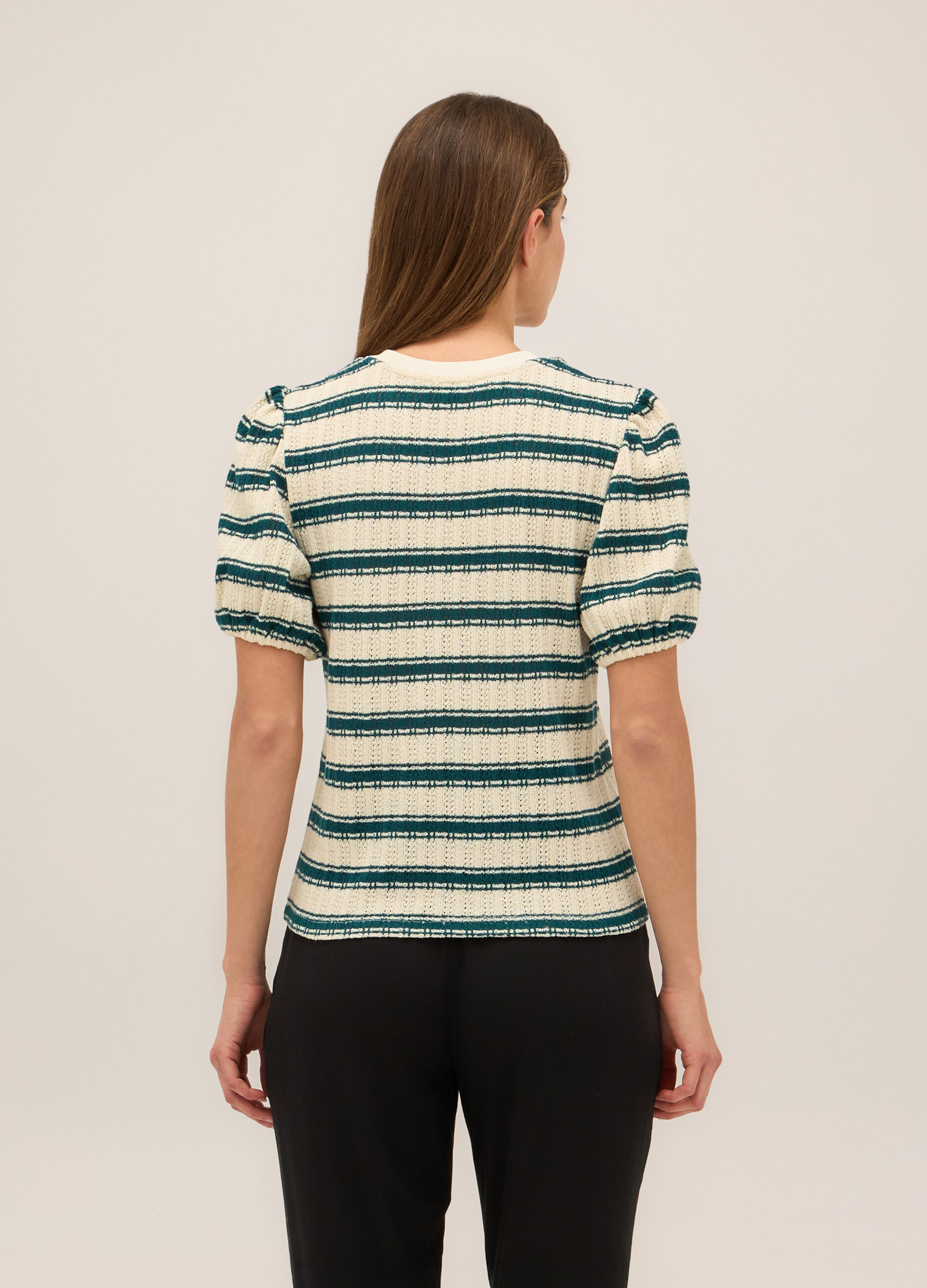 T-shirt in misto cotone lavorato donna_1