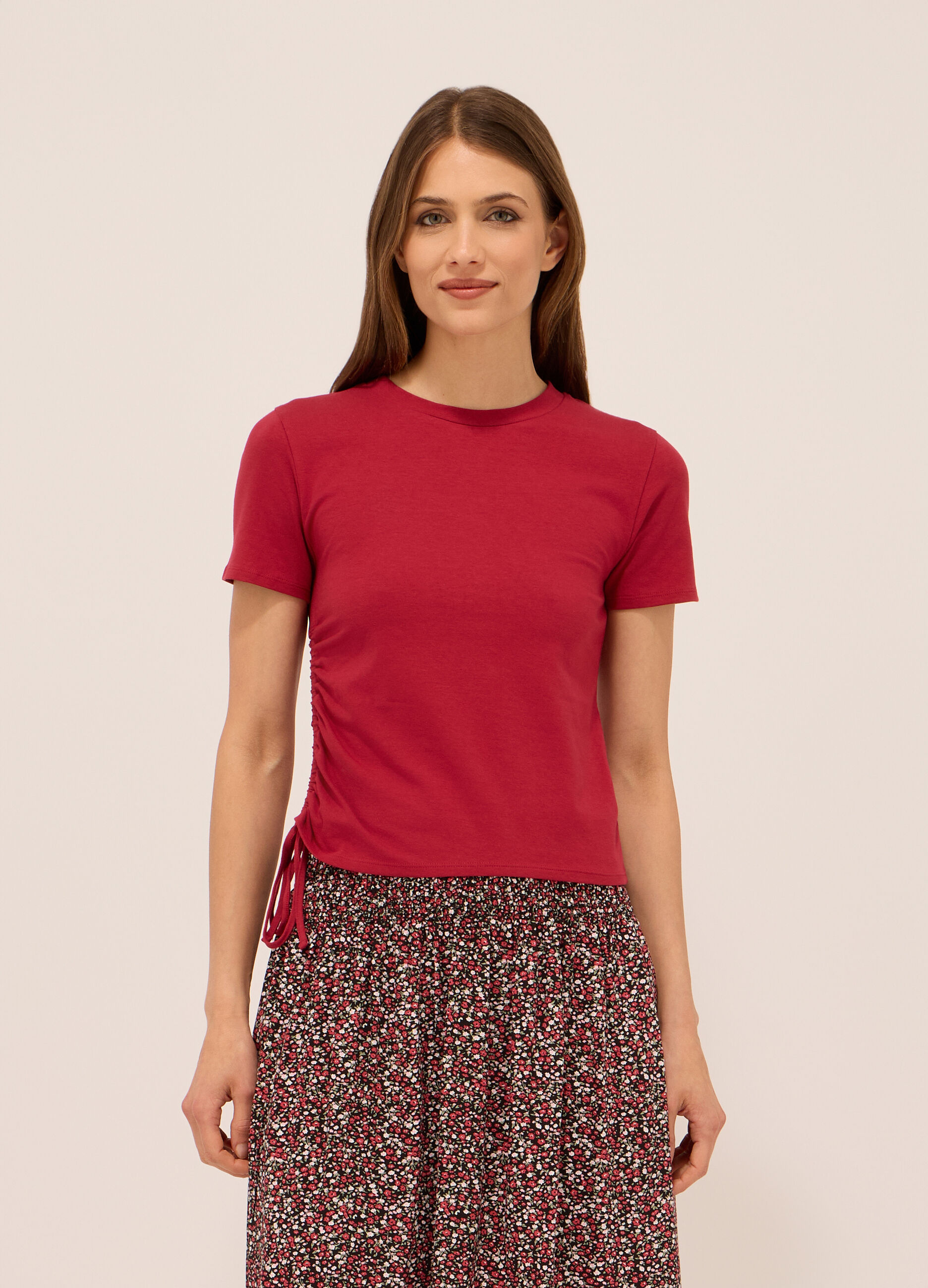 T-shirt in jersey di cotone stretch donna_0