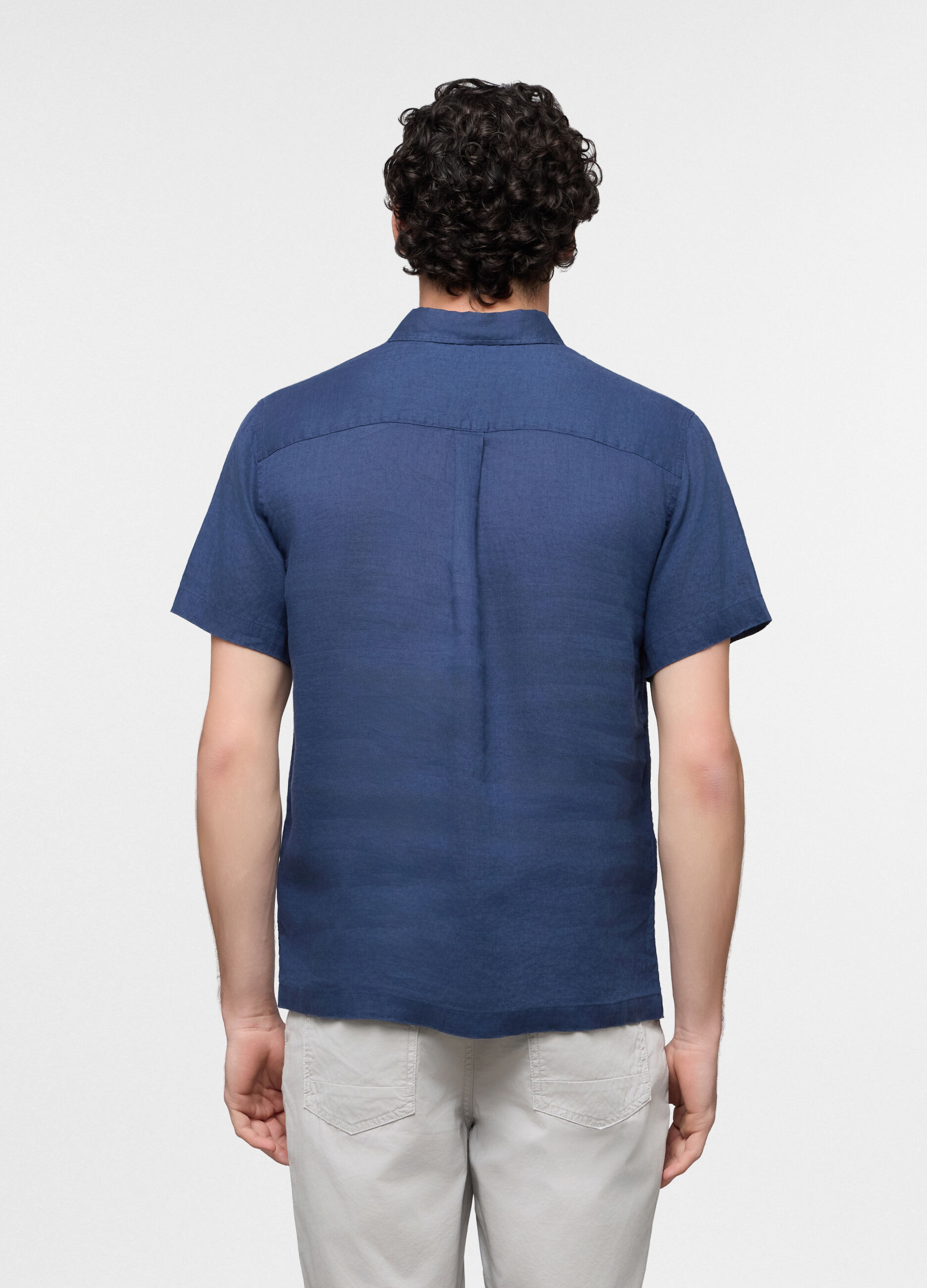 Camicia a maniche corte in lino uomo_1