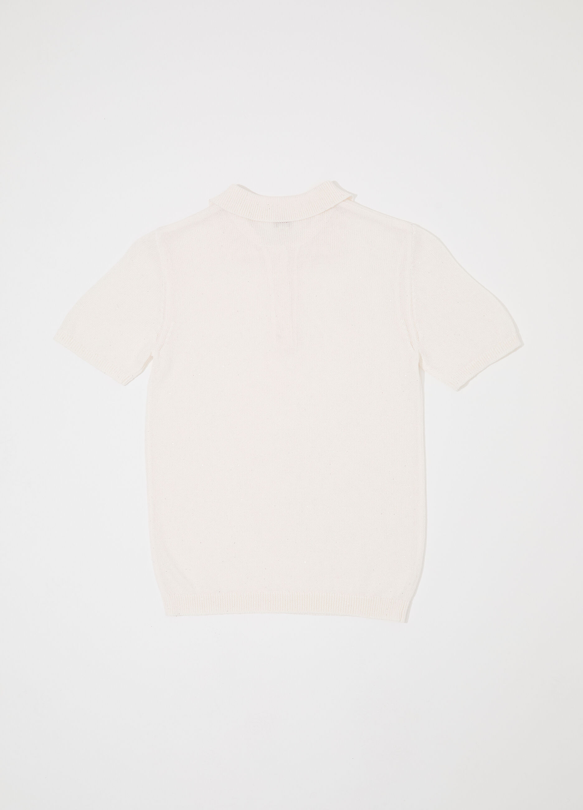 Polo in tricot a maniche corte con paillettes donna_5
