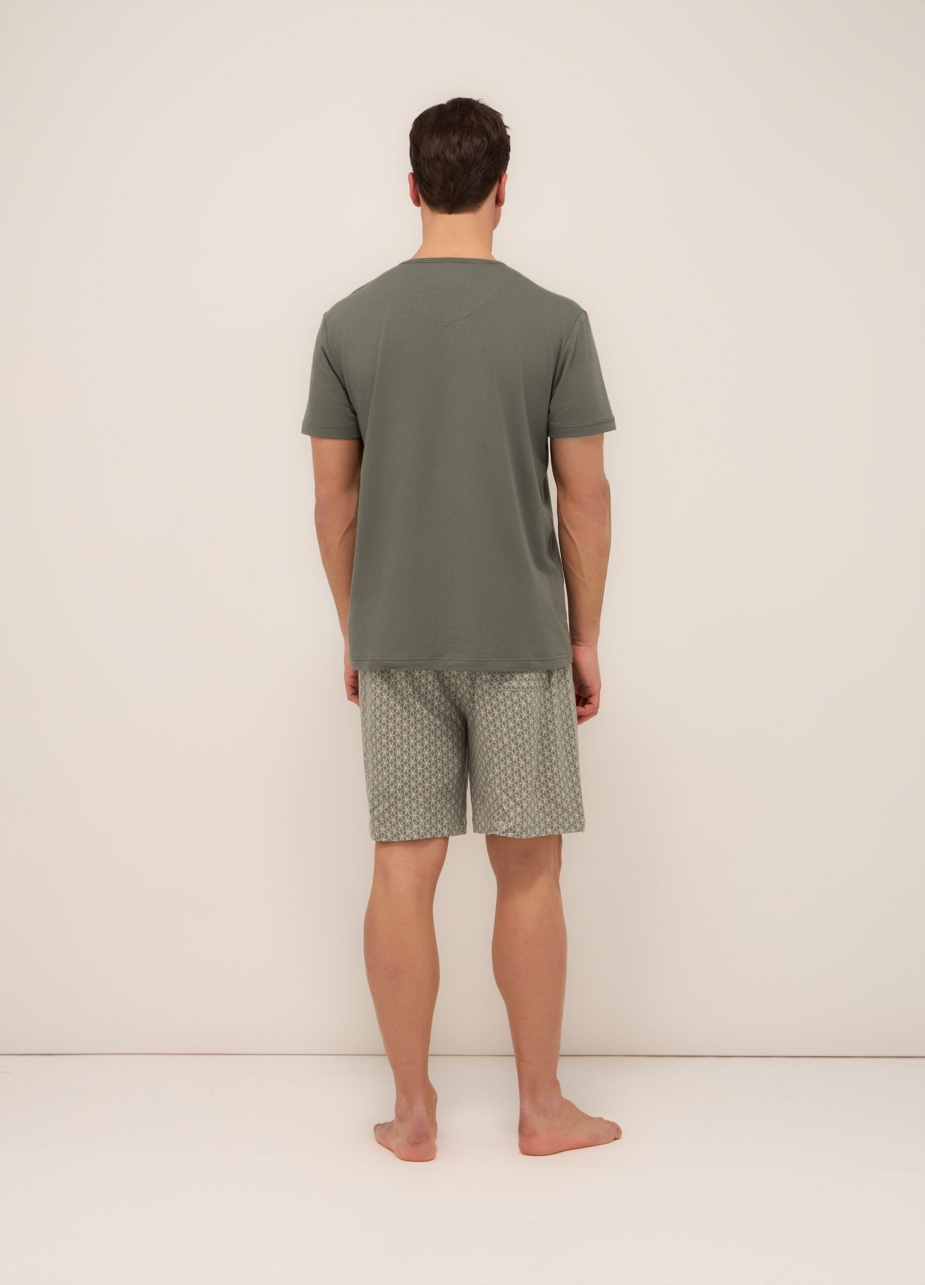 Pigiama corto serafino in cotone stretch uomo_1