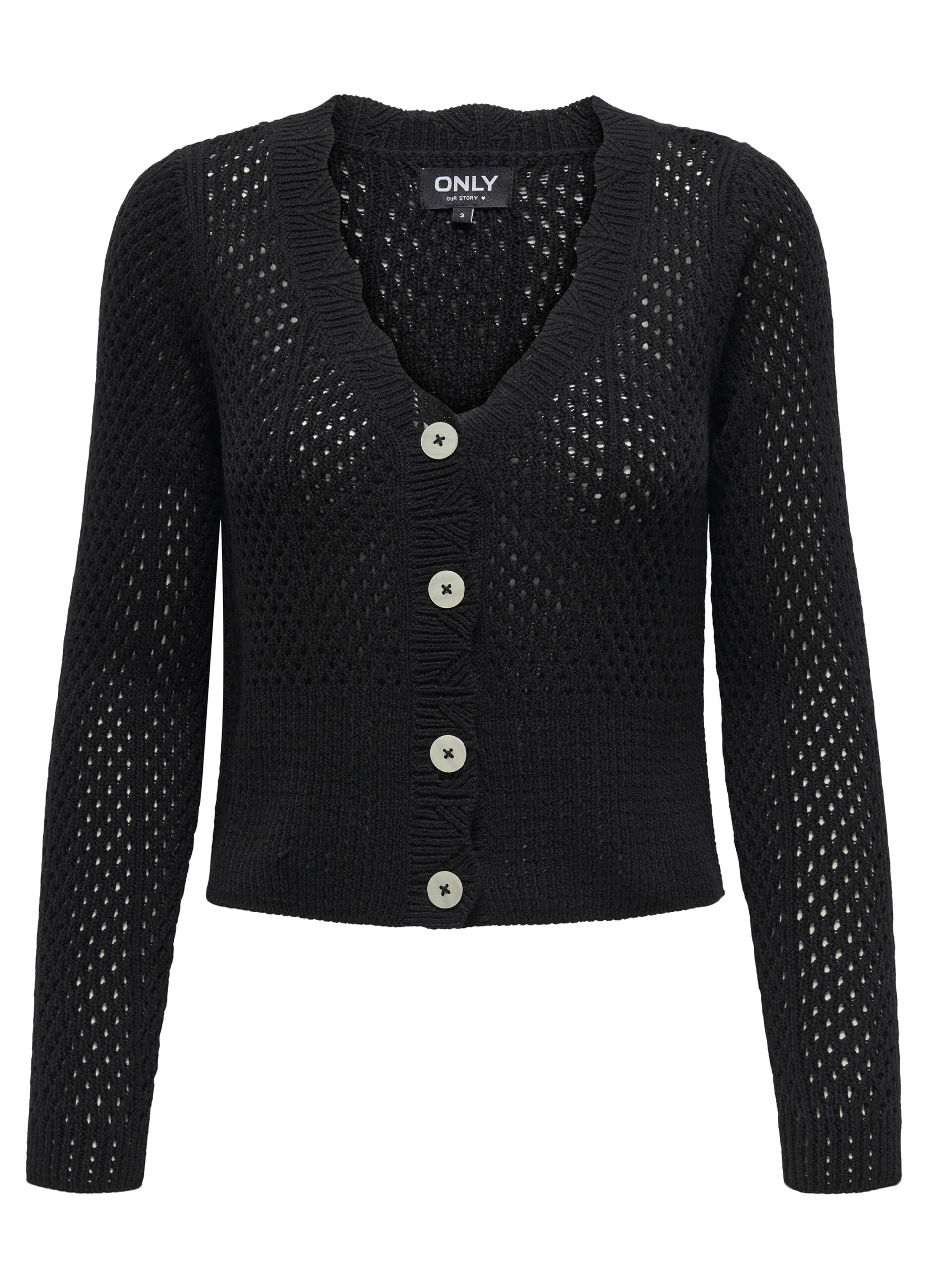 Cardigan tricot con lavorazione traforata donna_5
