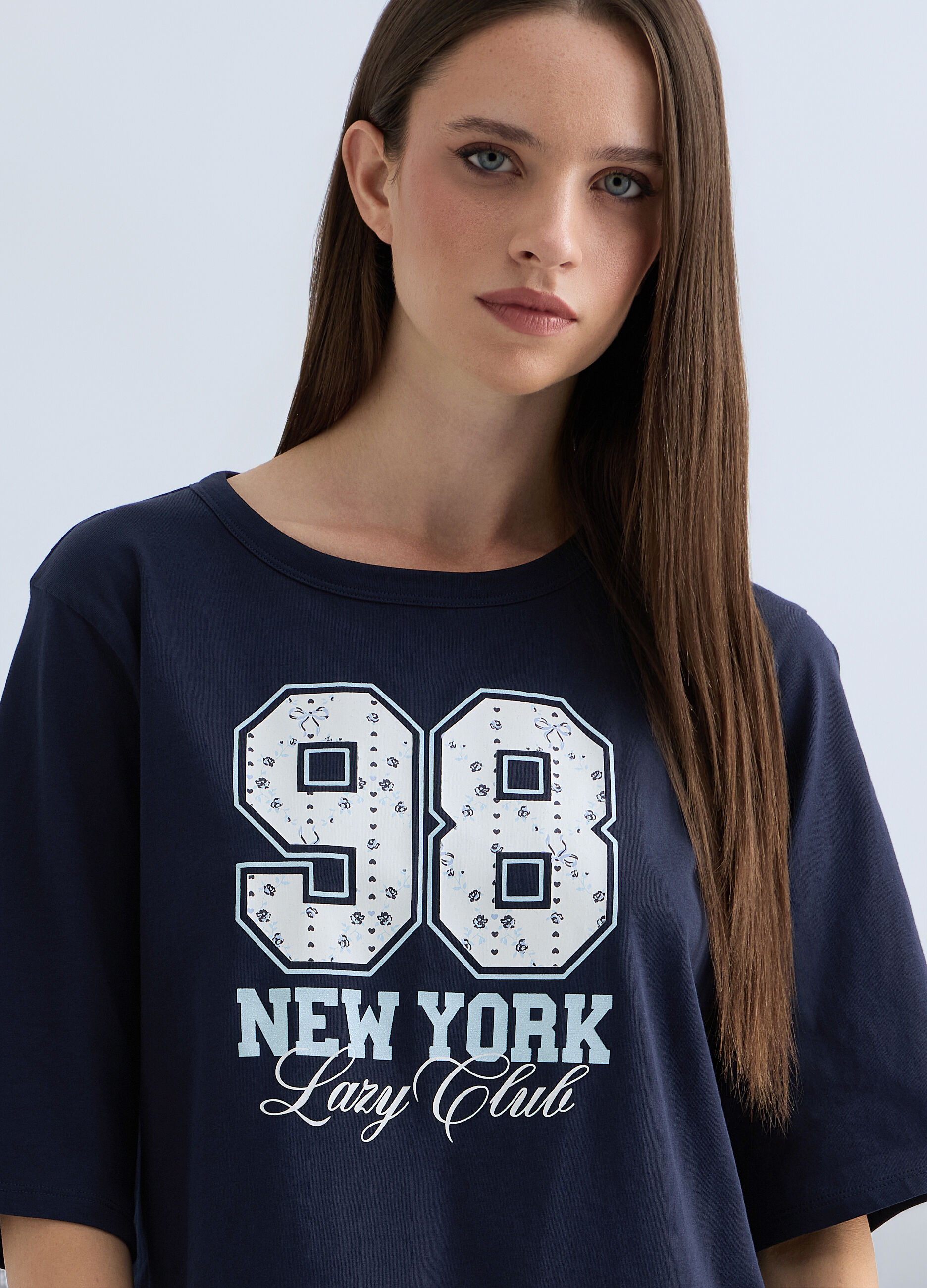 Pigiama lungo in cotone misto viscosa donna_2