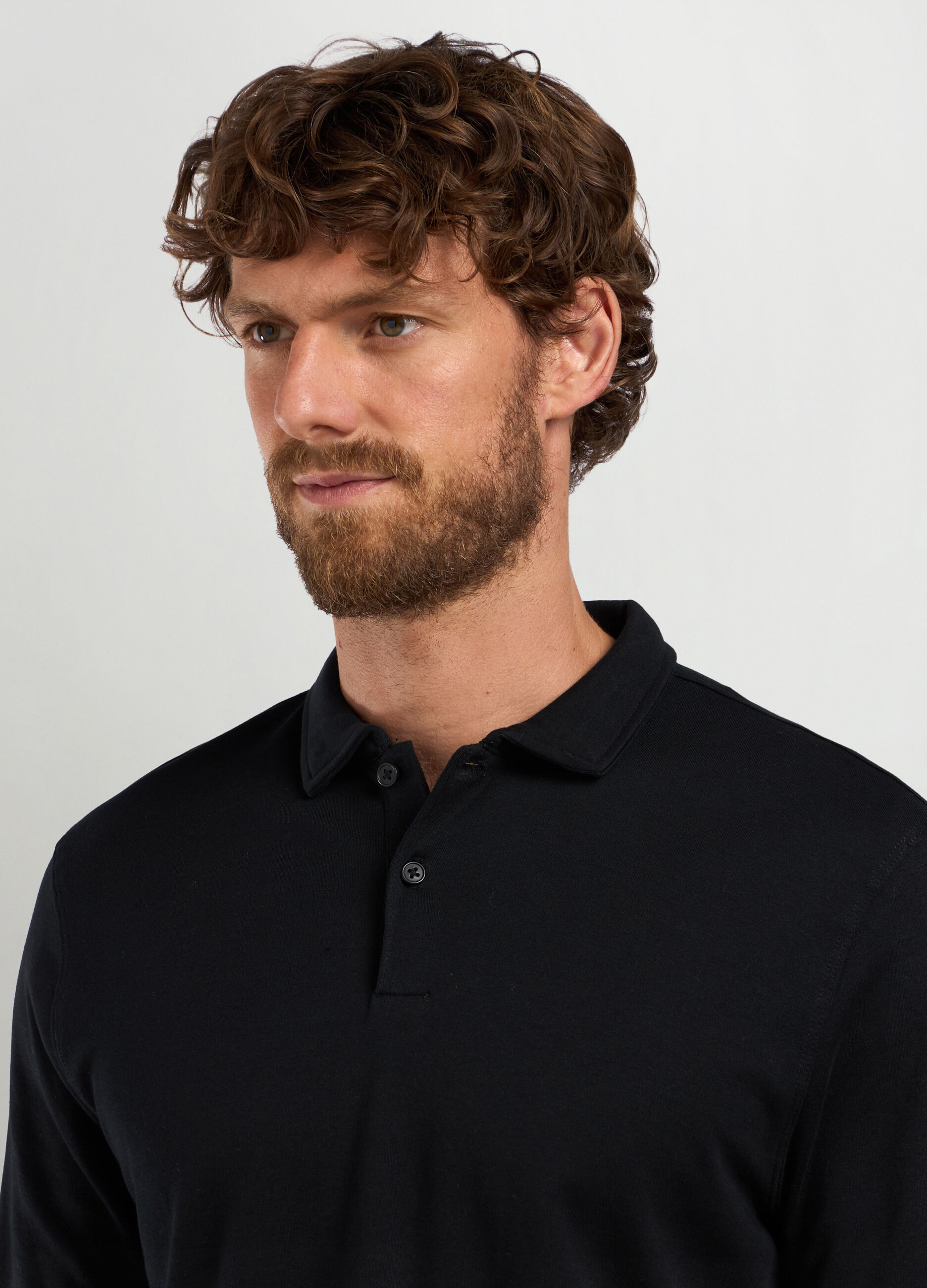 Polo a maniche lunghe in puro cotone uomo_2