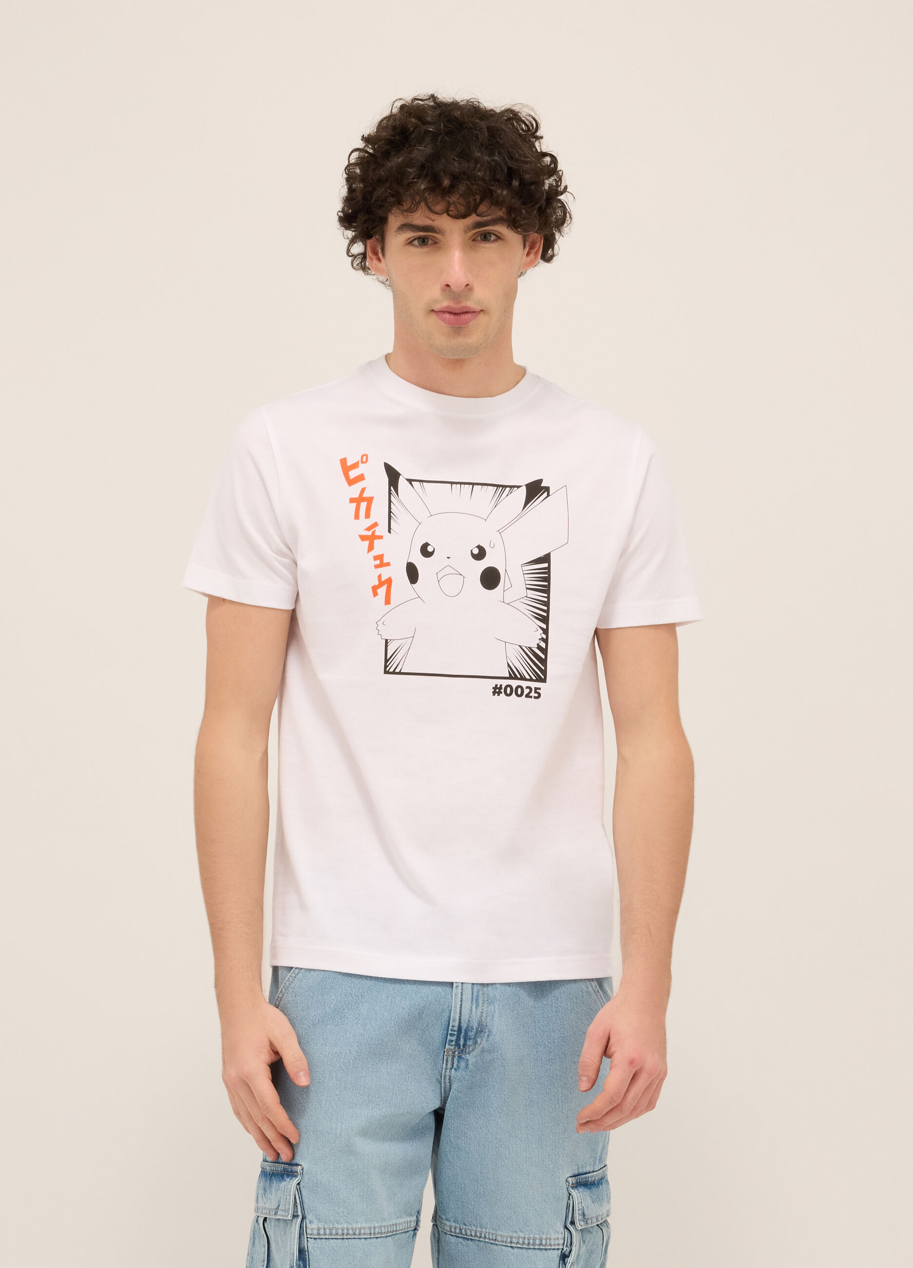 T-shirt girocollo in cotone con stampa uomo_0
