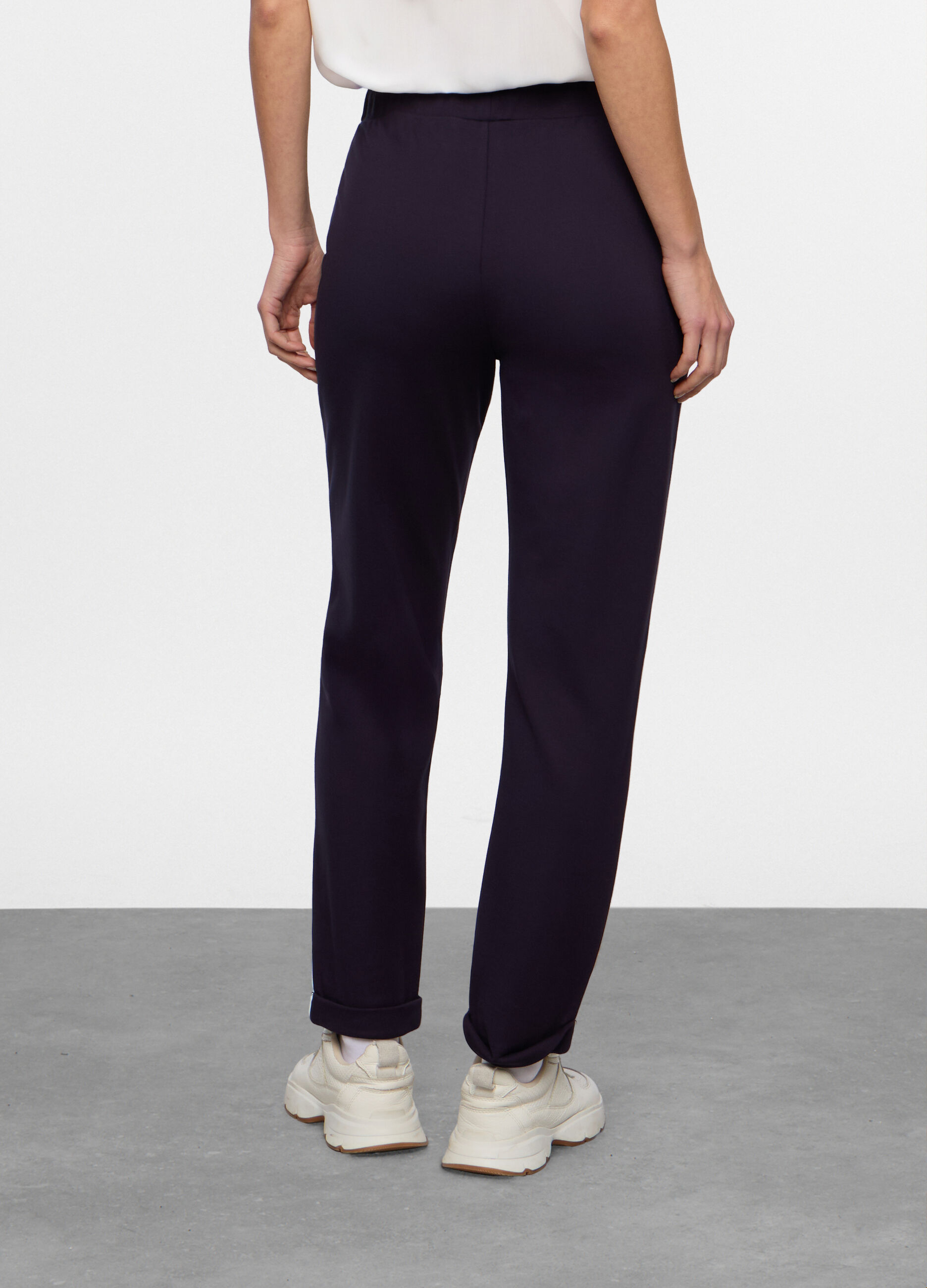 Jogger regular fit in punto Milano stretch donna_1