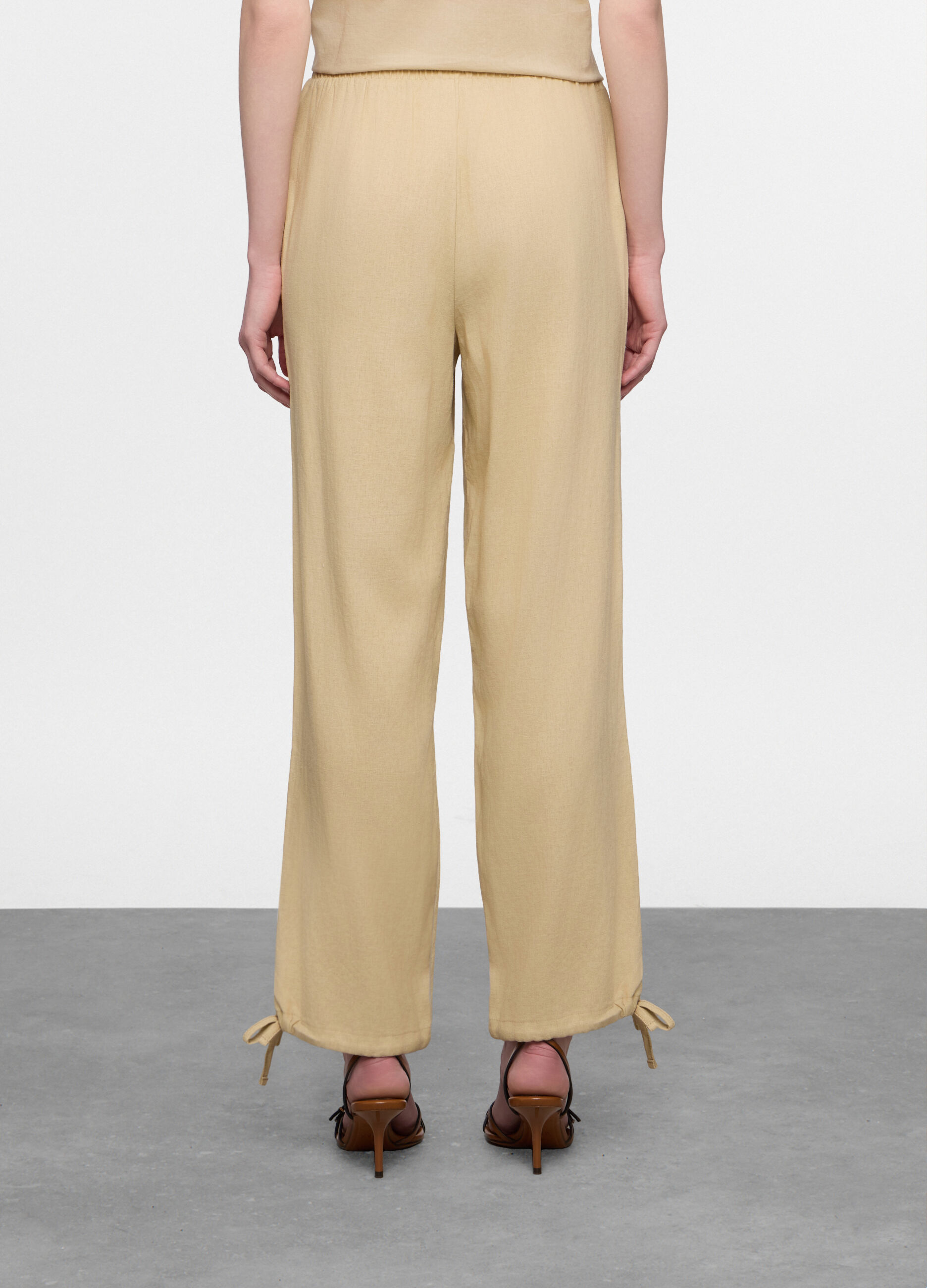 Pantaloni parachute misto lino donna_1