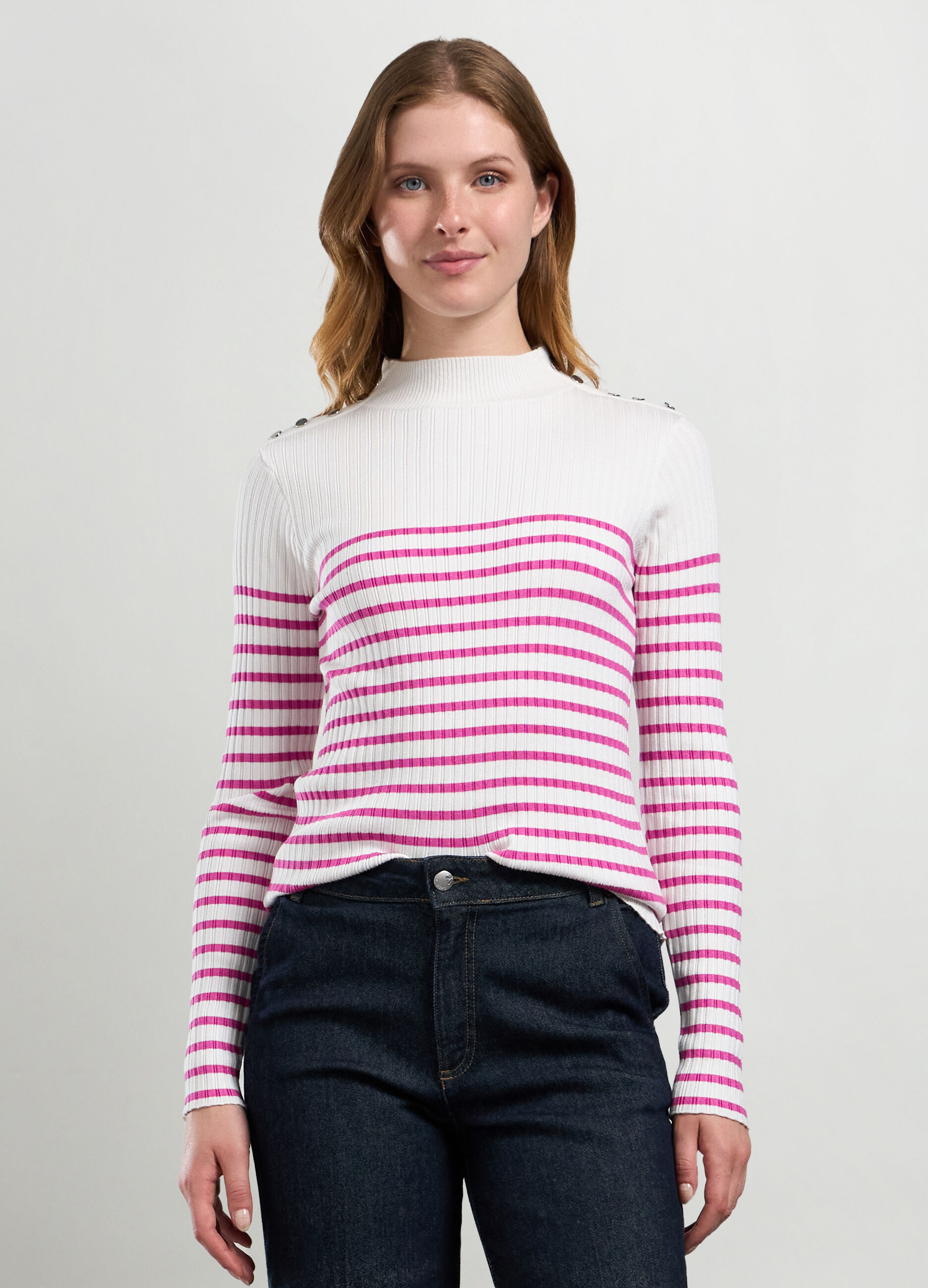 T-shirt in costina di misto viscosa _0