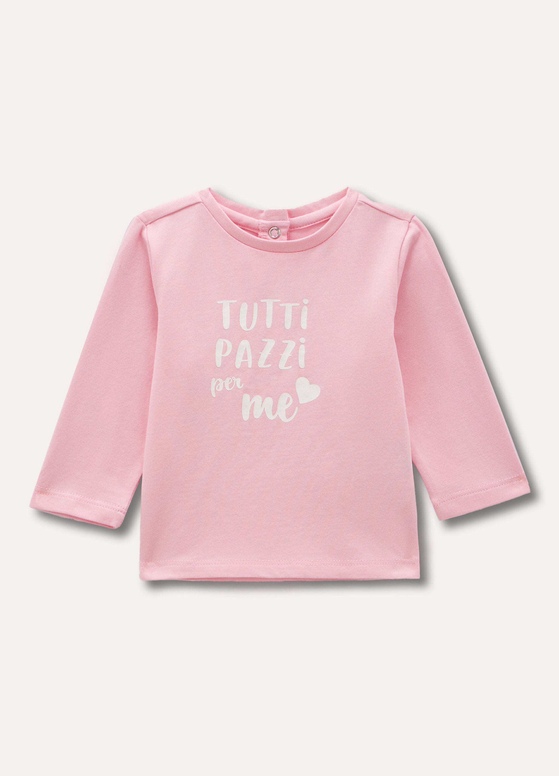 T-shirt a maniche lunghe in cotone stretch neonata