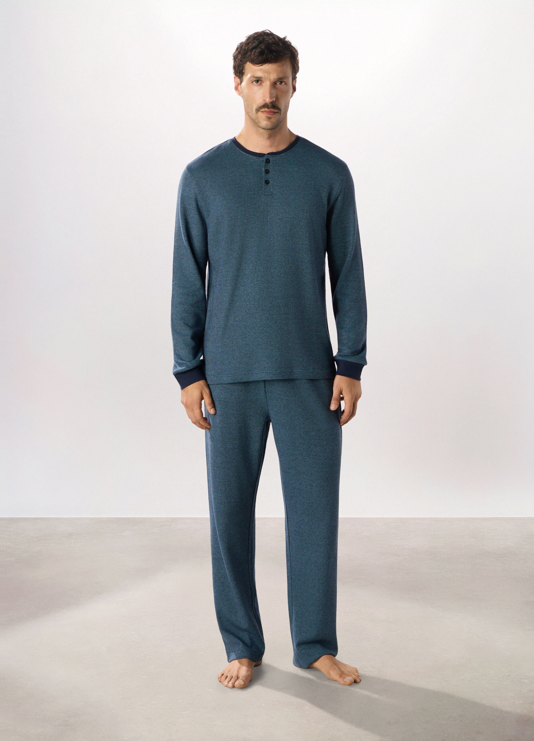 Pigiama lungo in puro cotone uomo_0