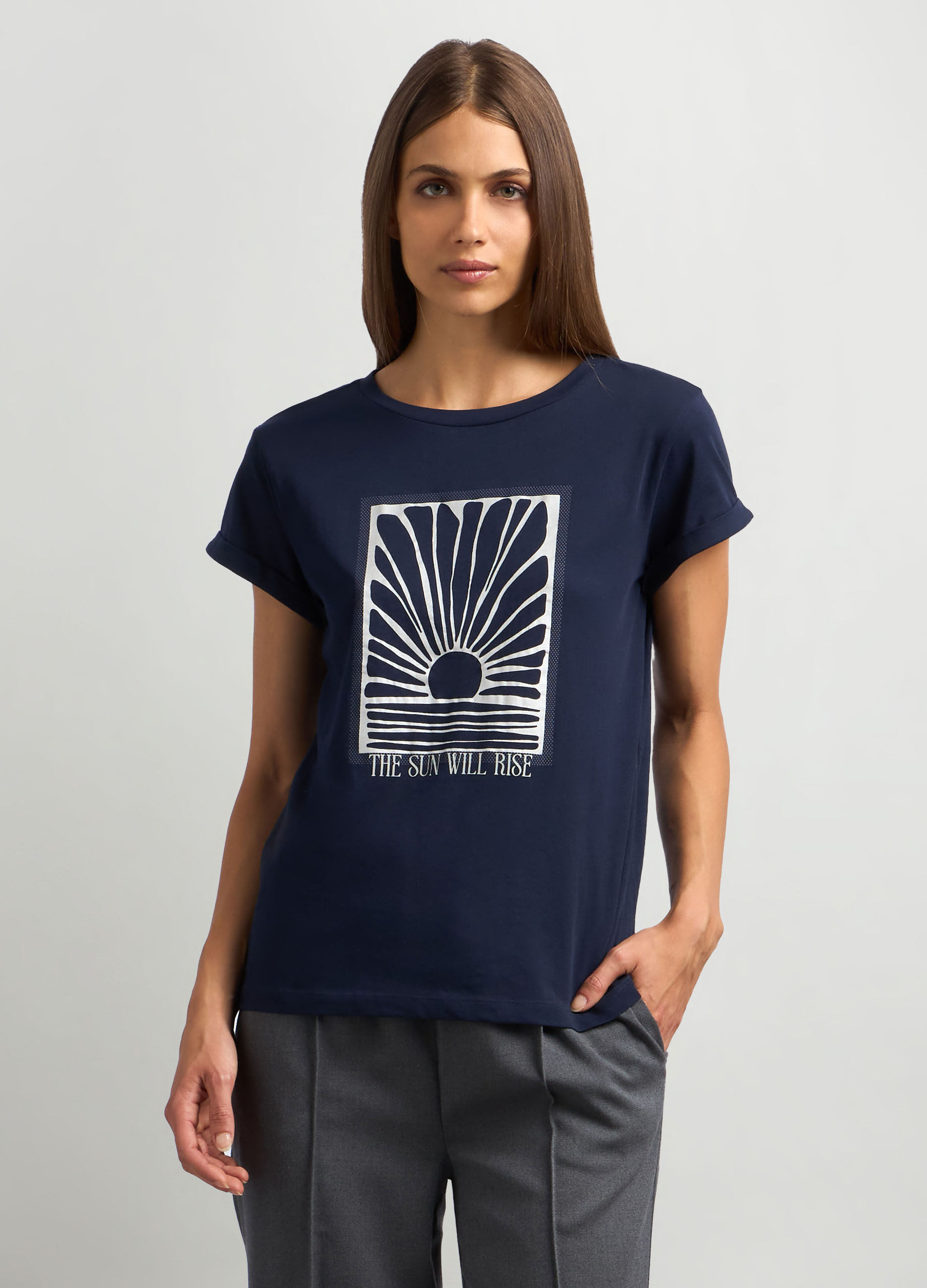 T-shirt in jersey di puro cotone donna_0