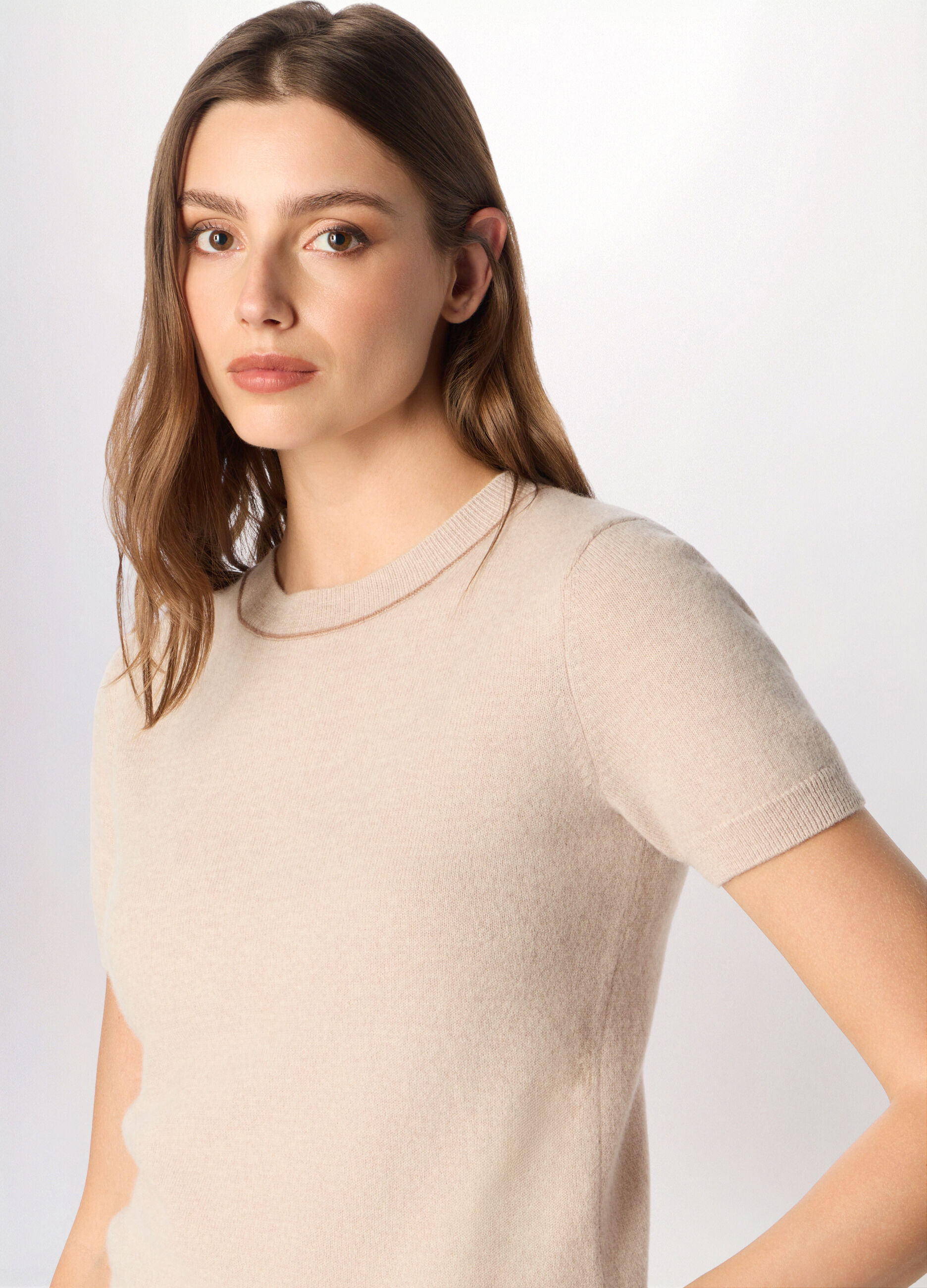 Tricot a maniche corte in pura lana donna_2