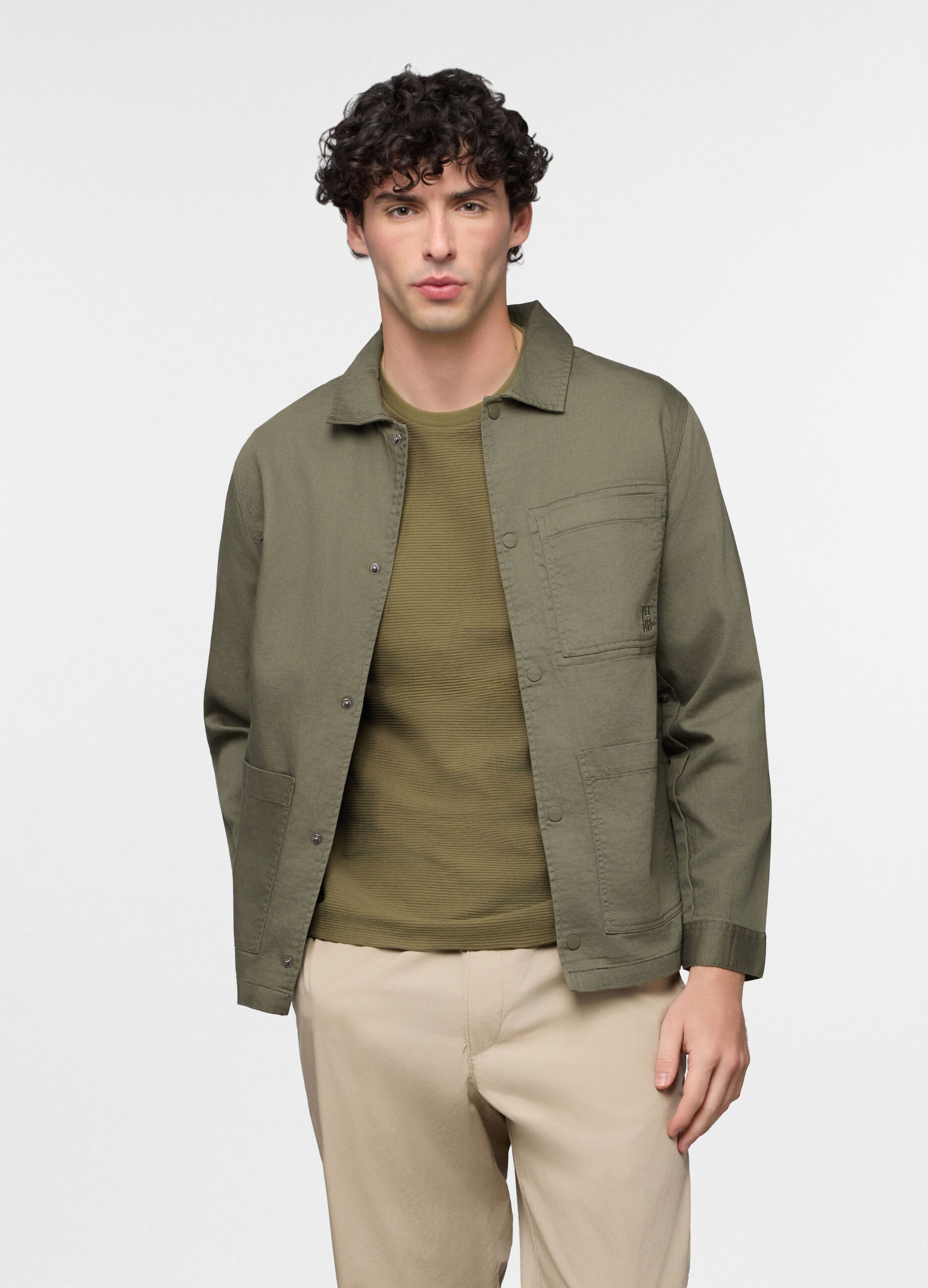 Camicia in cotone e lino uomo_0