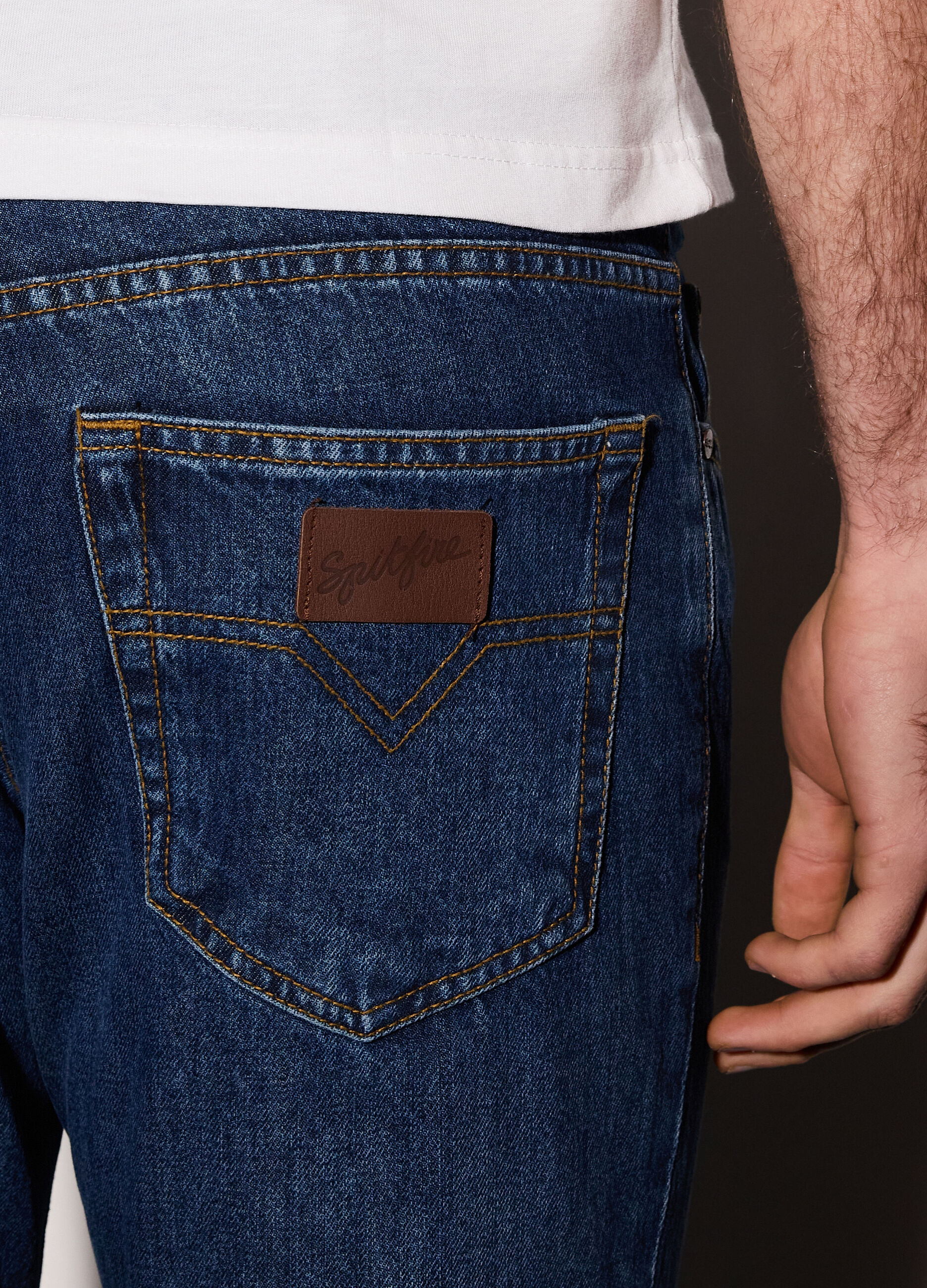 Jeans slim fit in denim di cotone elasticizzato uomo_2