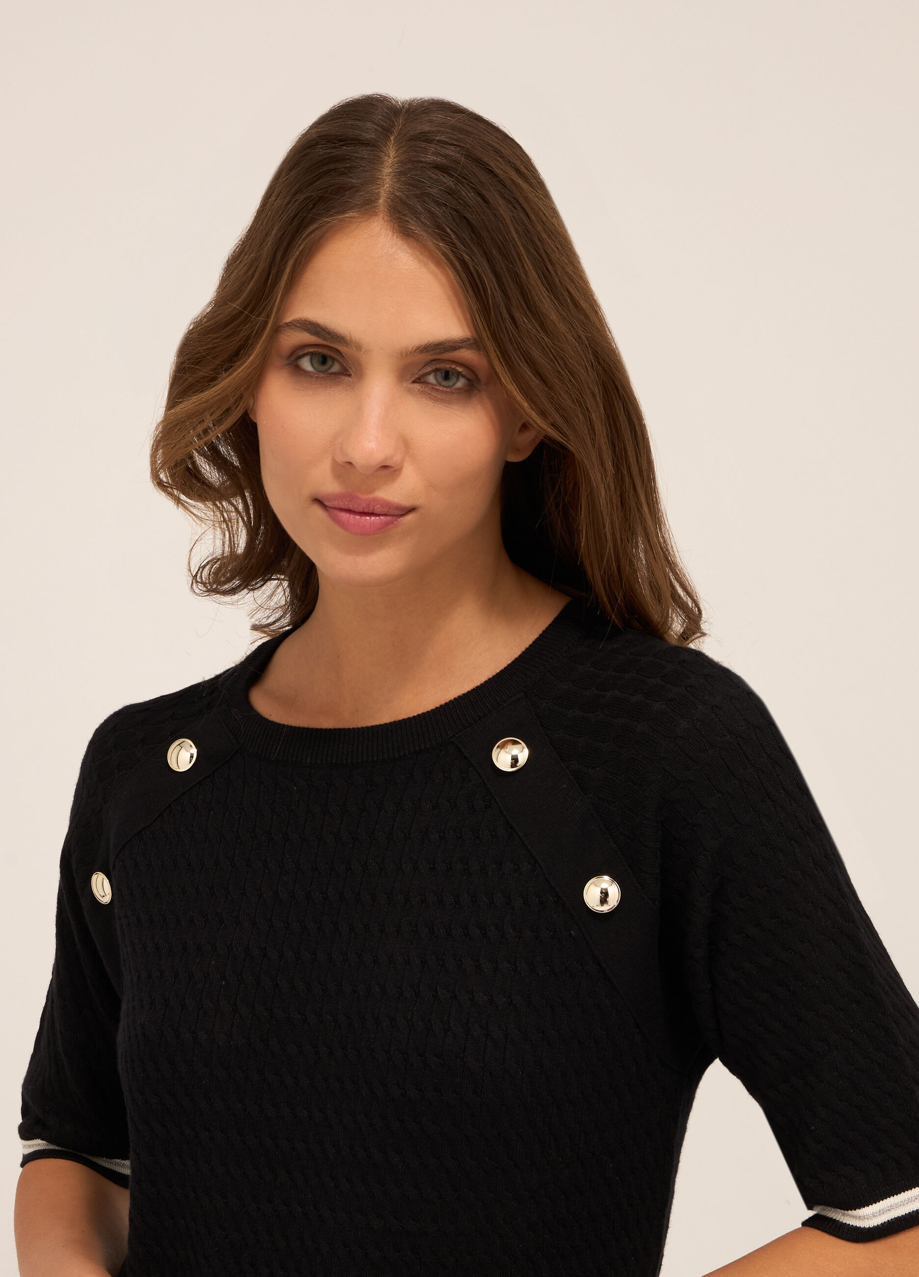 Tricot misto viscosa a maniche corte donna_2