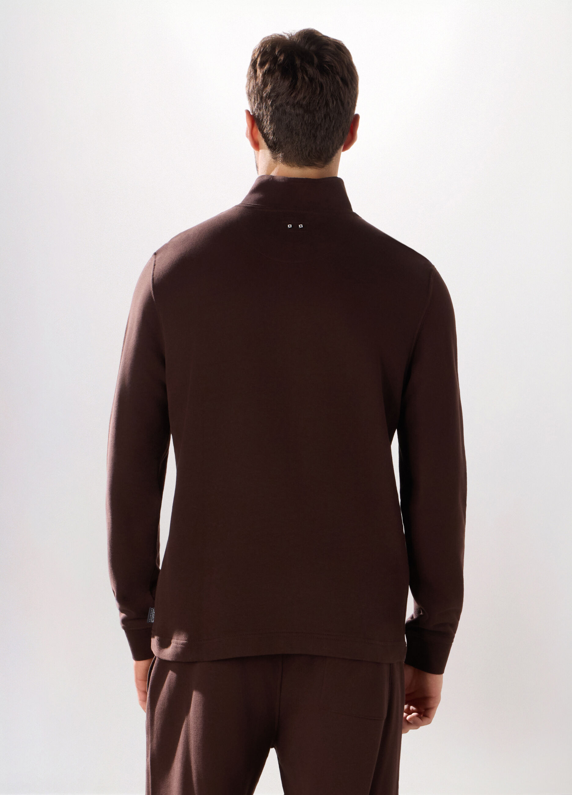 Felpa lupetto con zip in puro cotone uomo_1