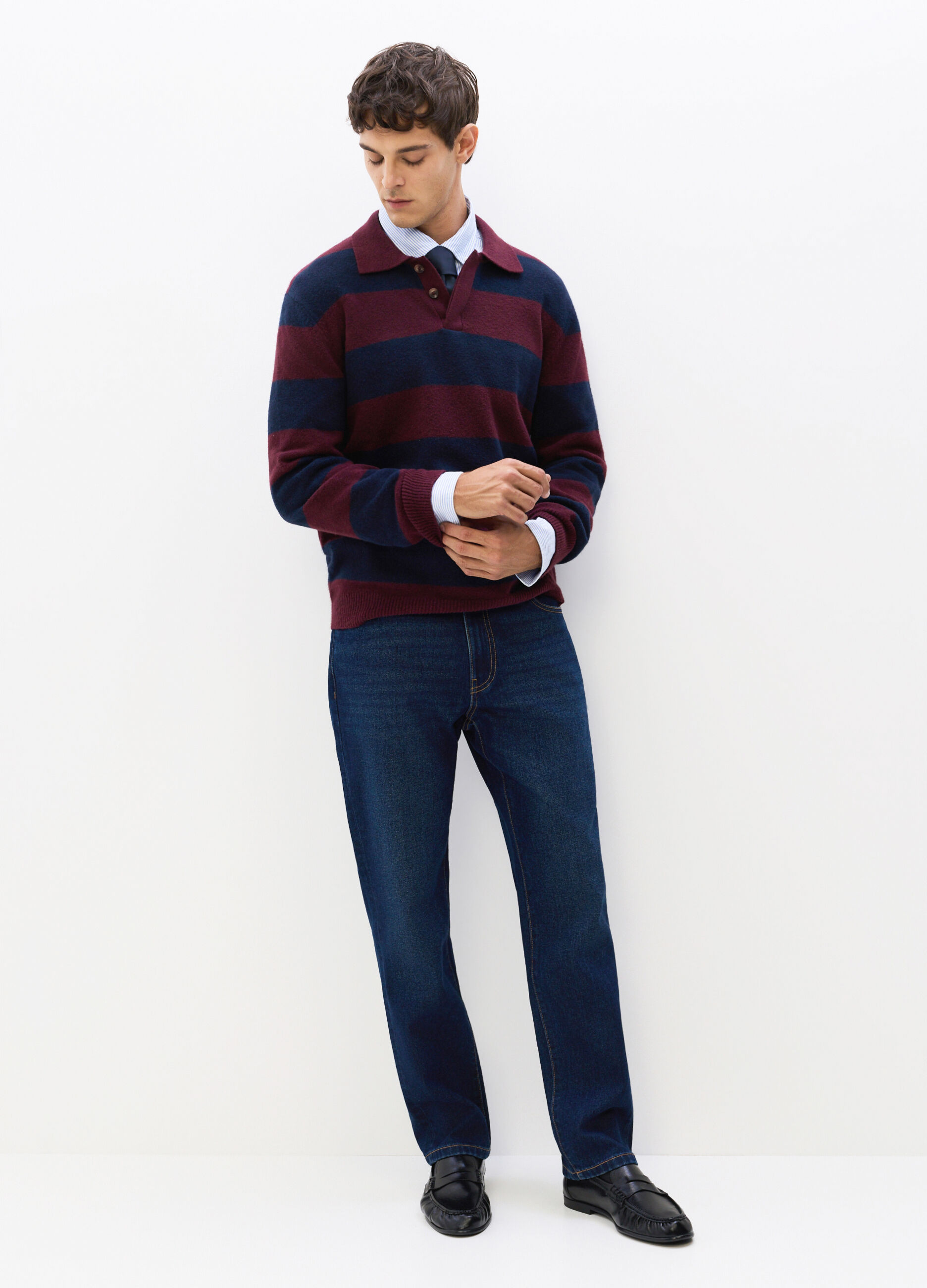 Jeans regular fit in denim misto cotone uomo_0