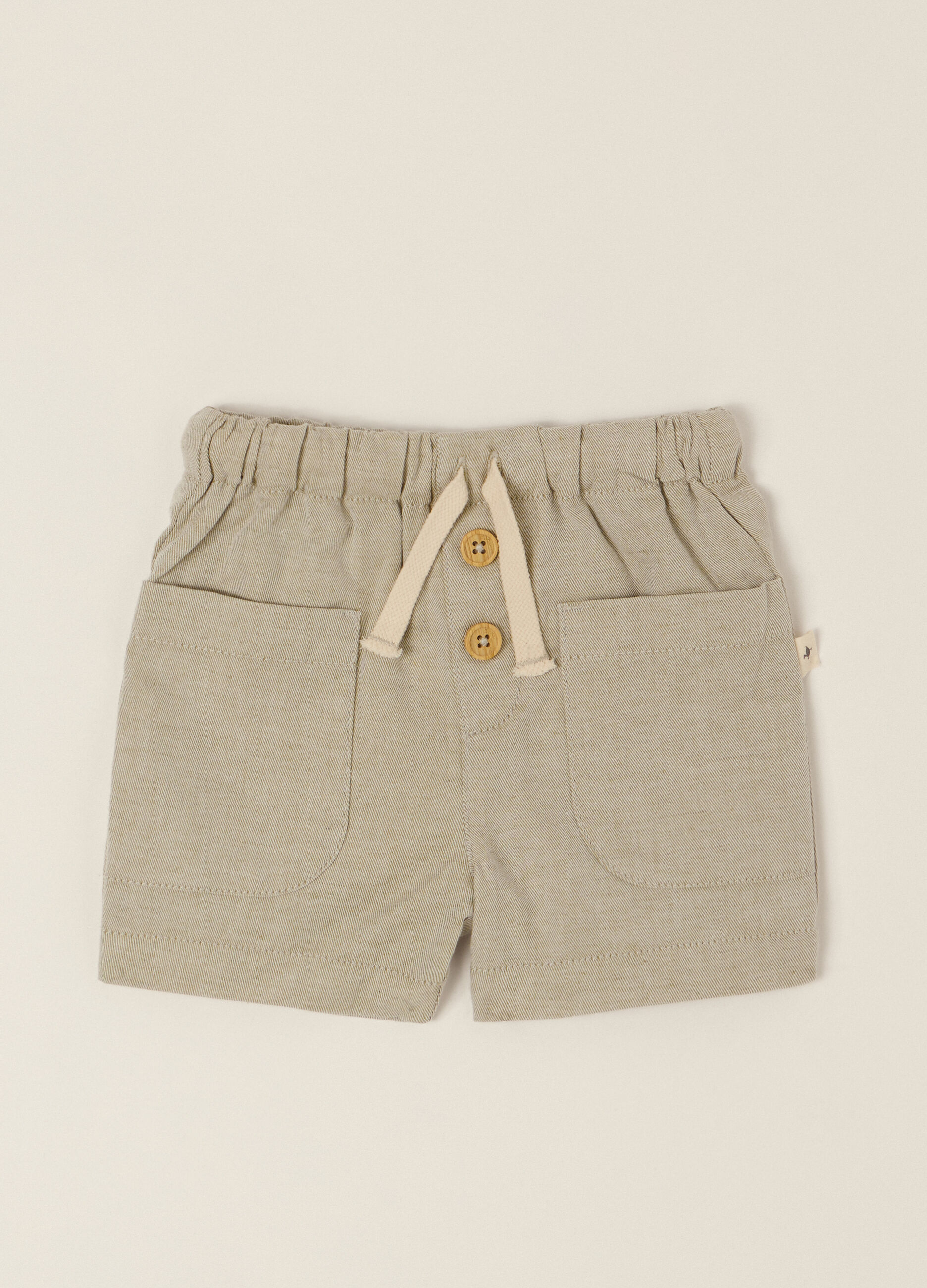Shorts beige in misto cotone e lino_0