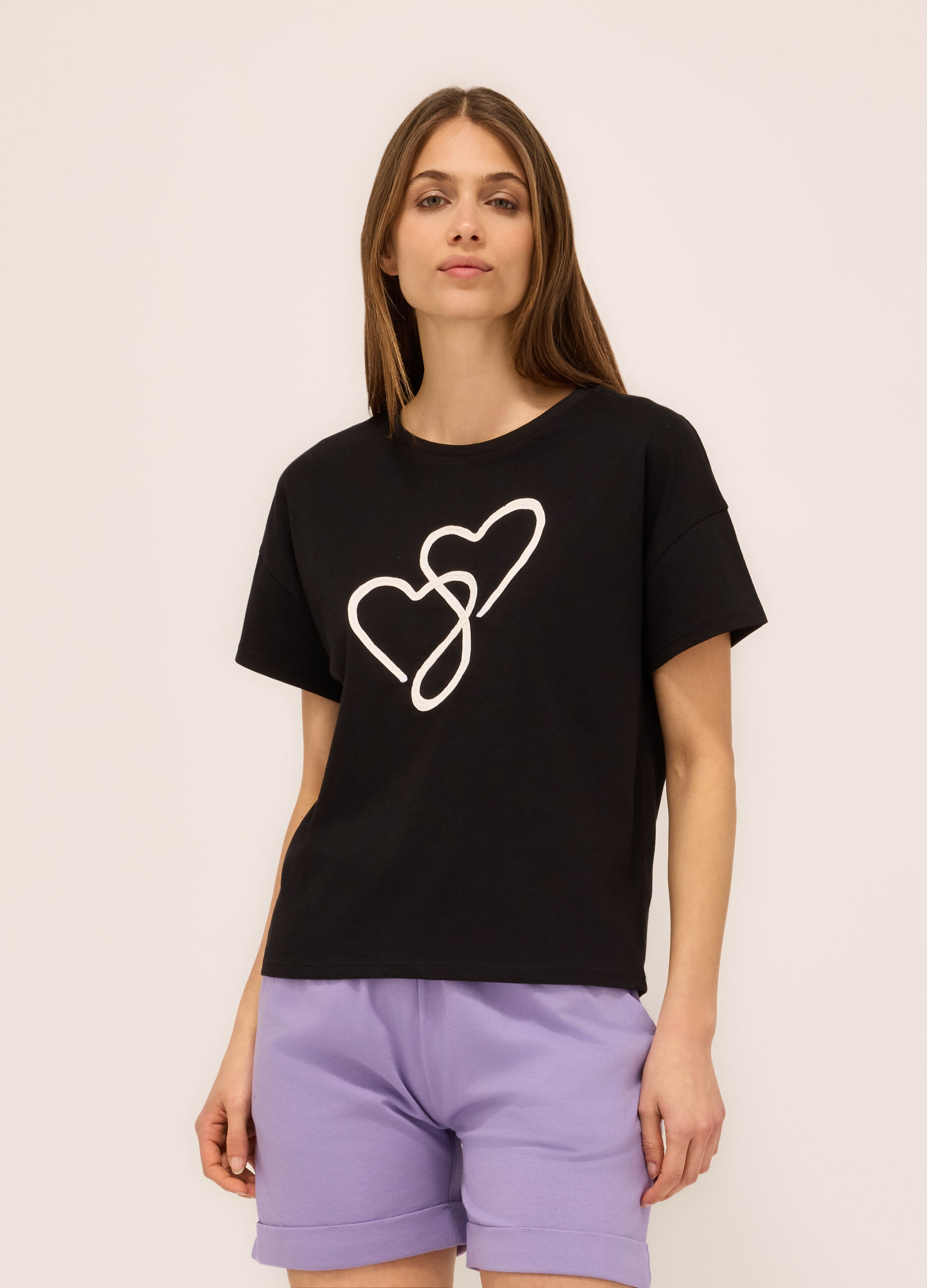 T-shirt in jersey di puro cotone donna_0