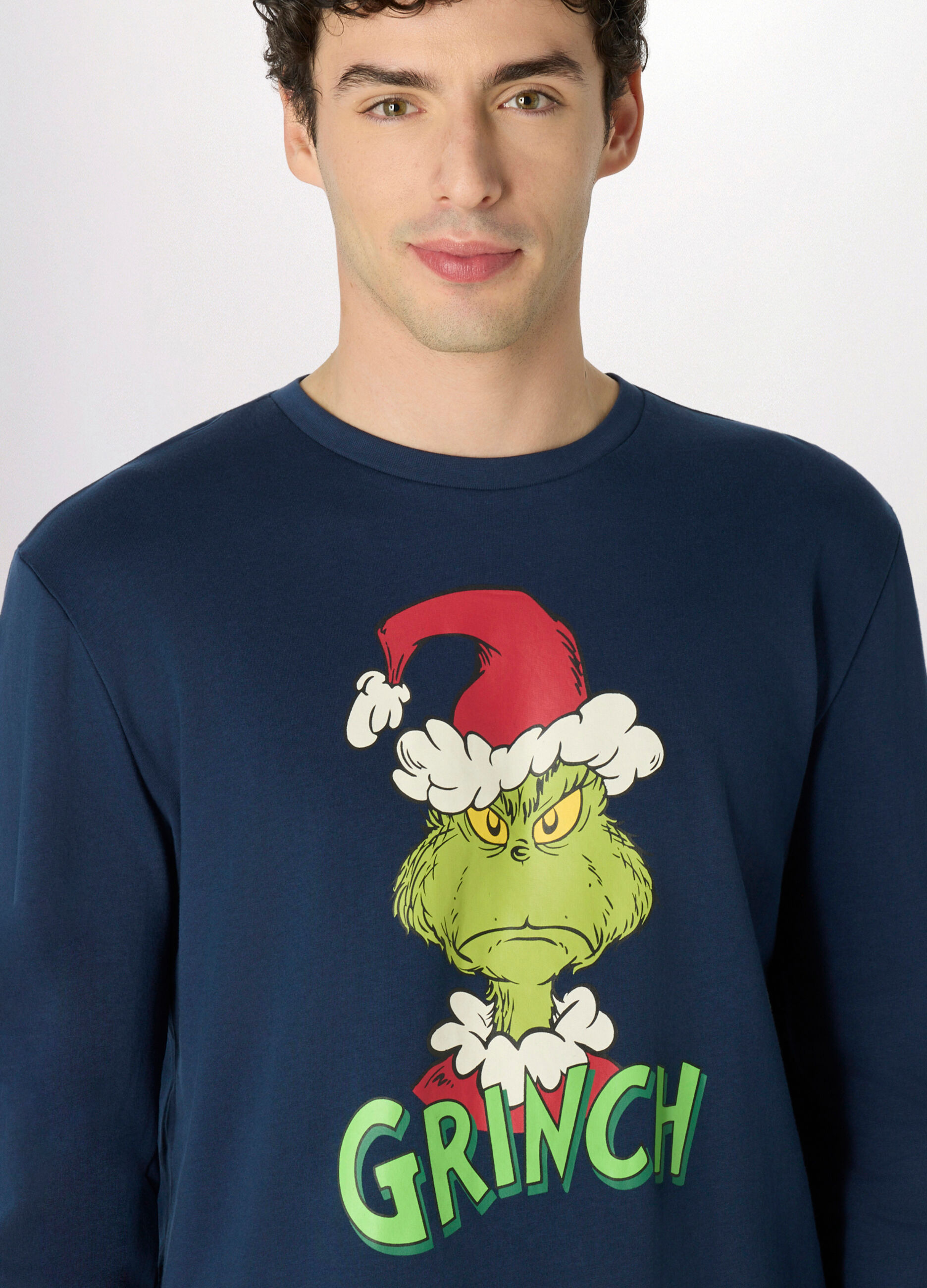 Pigiama lungo in felpa di cotone Grinch uomo_2