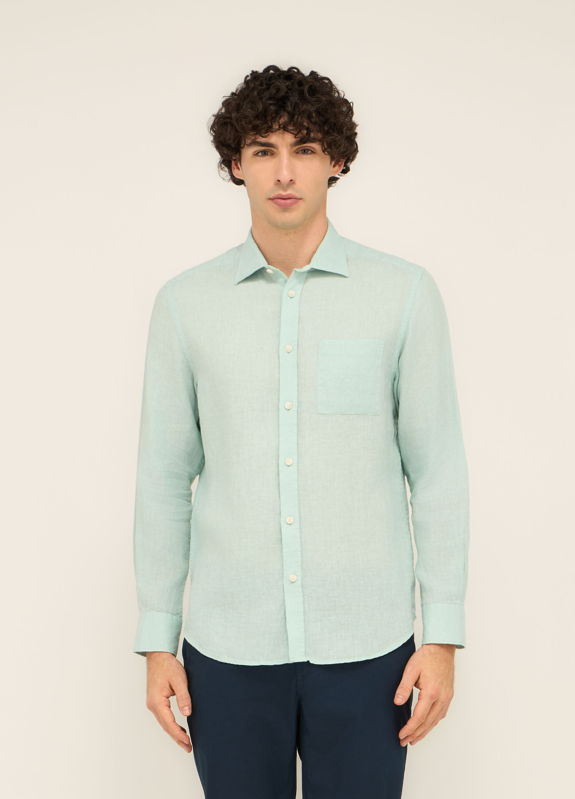 Camicia regular fit in puro lino uomo_0