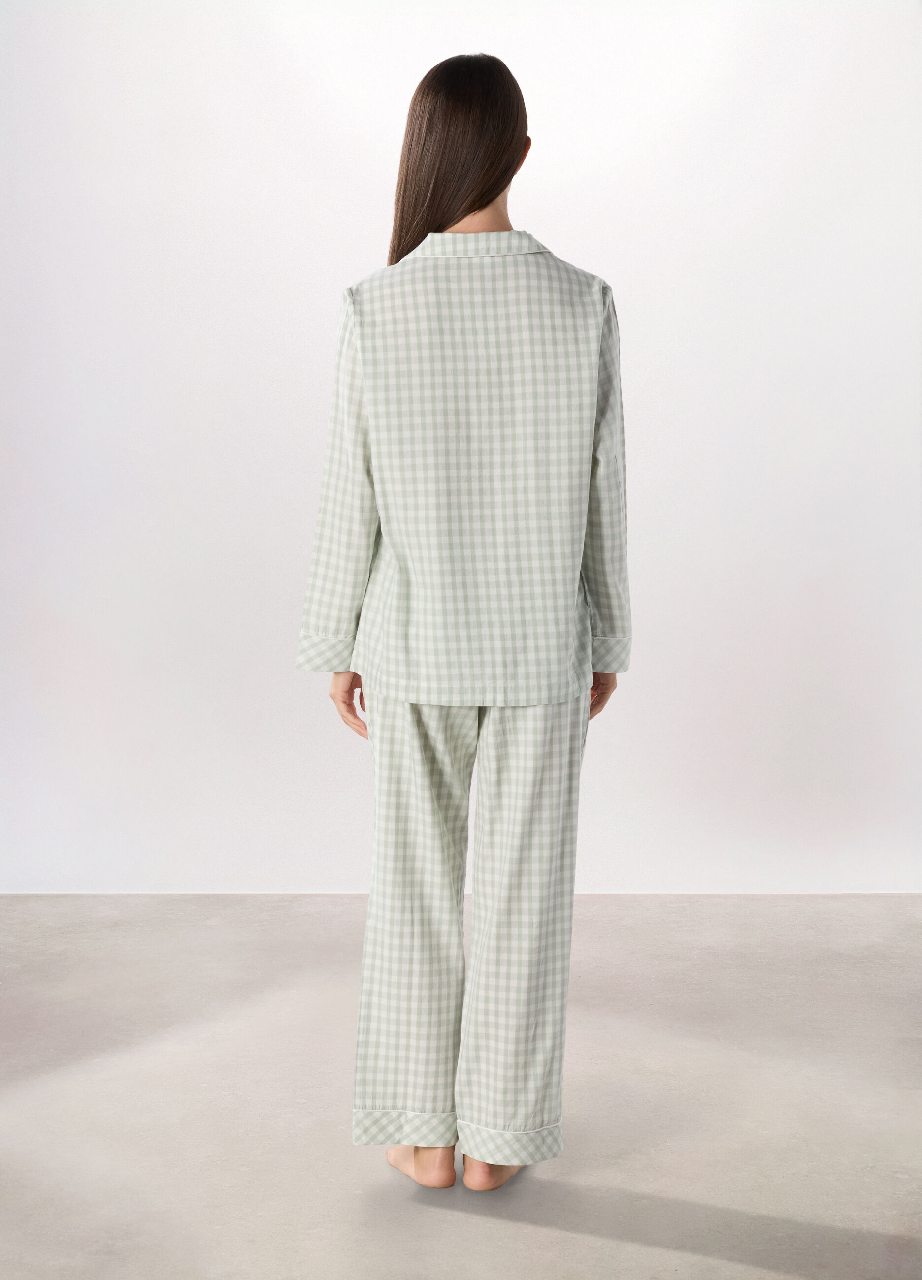 Set pigiama lungo in flanella misto cotone donna_1