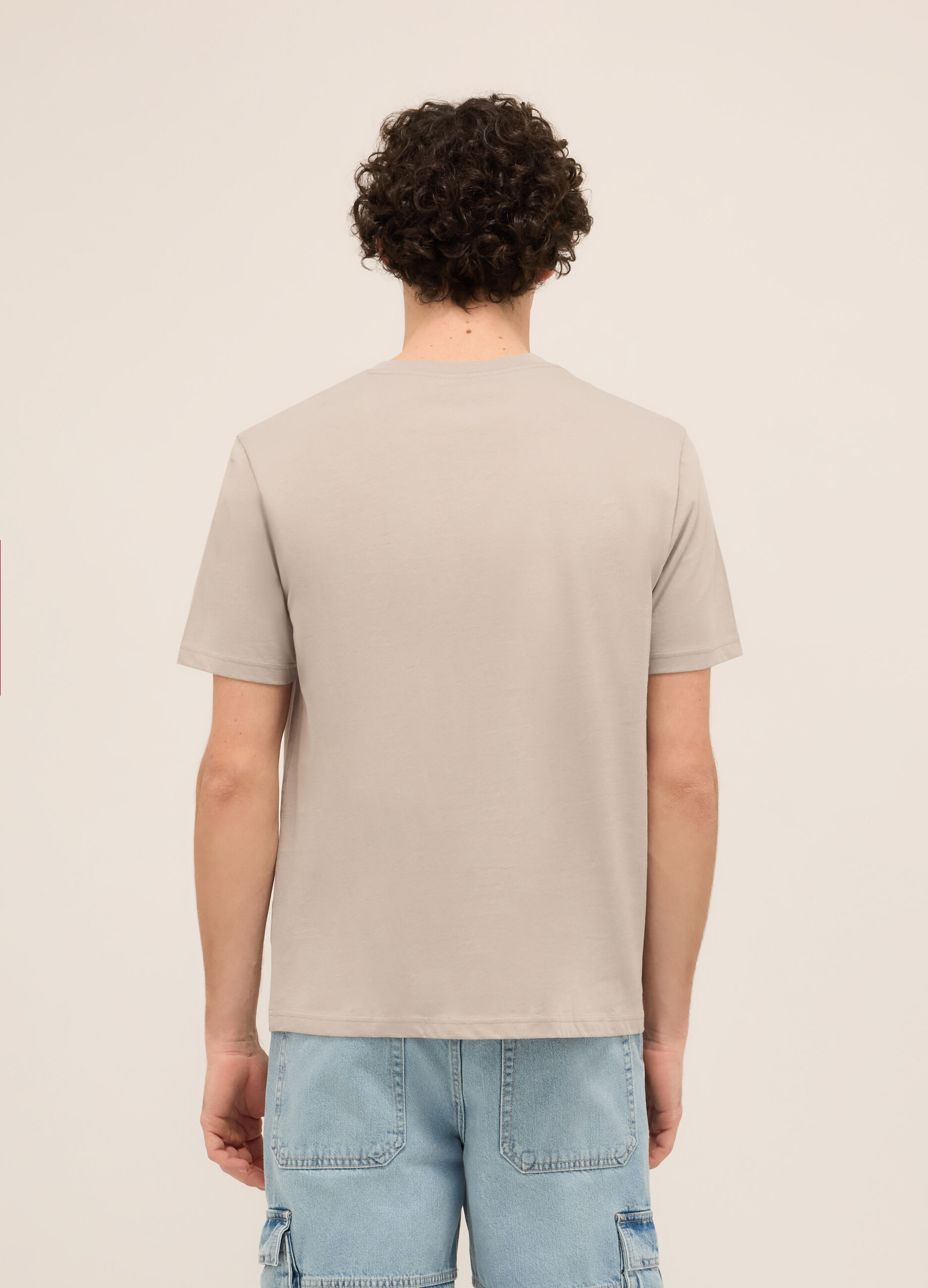 T-shirt girocollo in puro cotone con stampa uomo_1