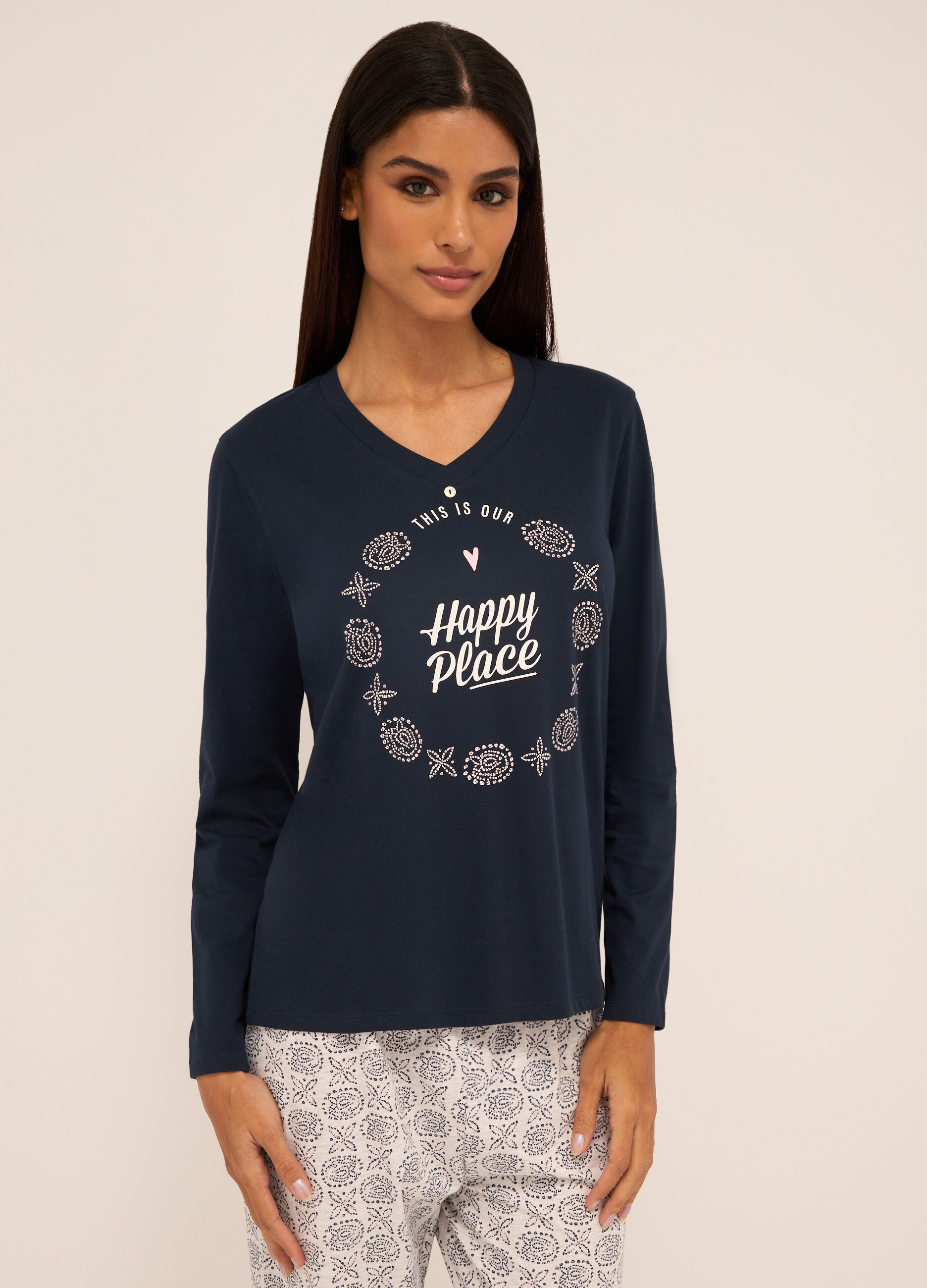 Set pigiama lungo in puro cotone donna_2