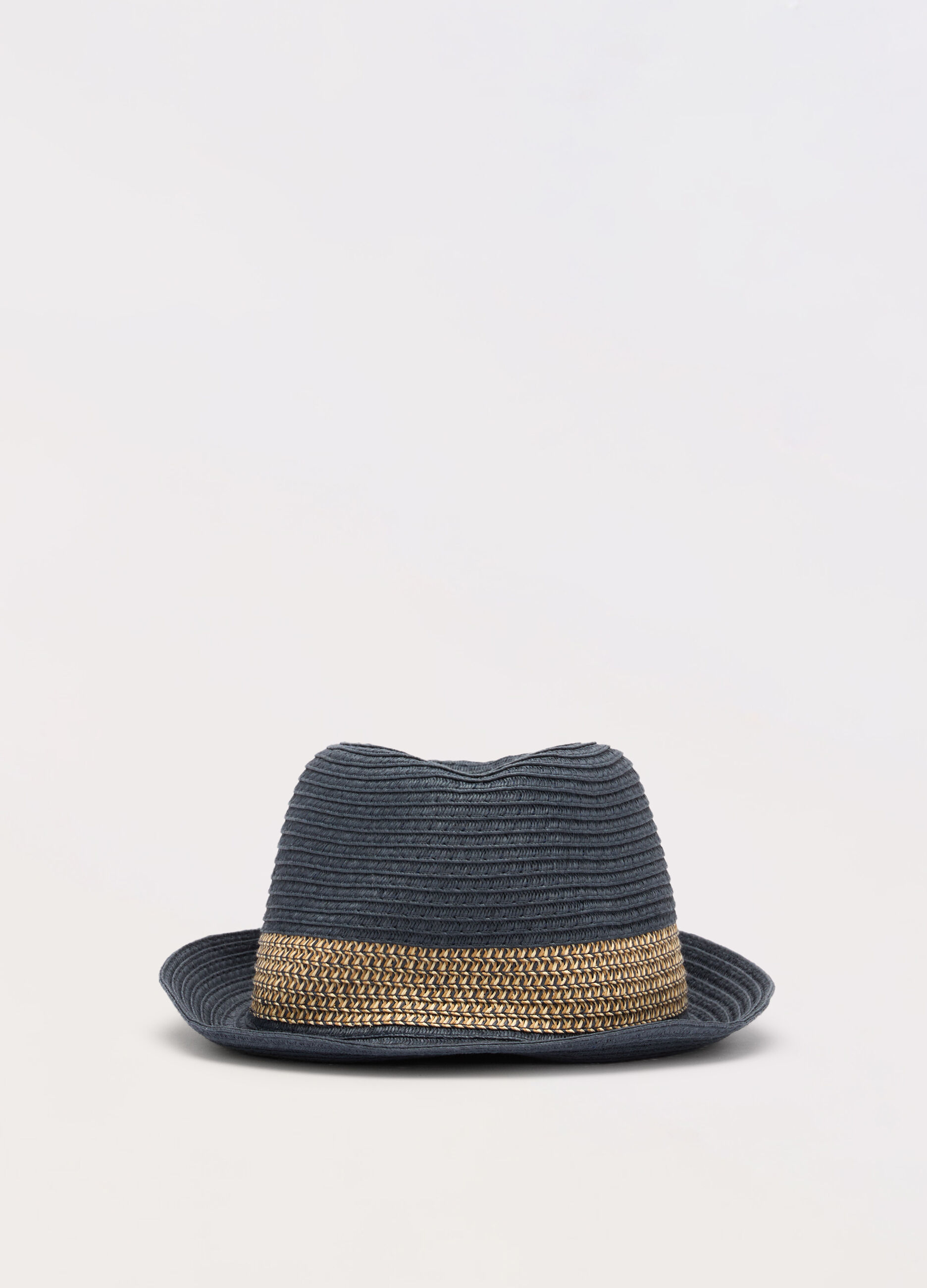 Cappello in paglia con fascia a contrasto uomo_0