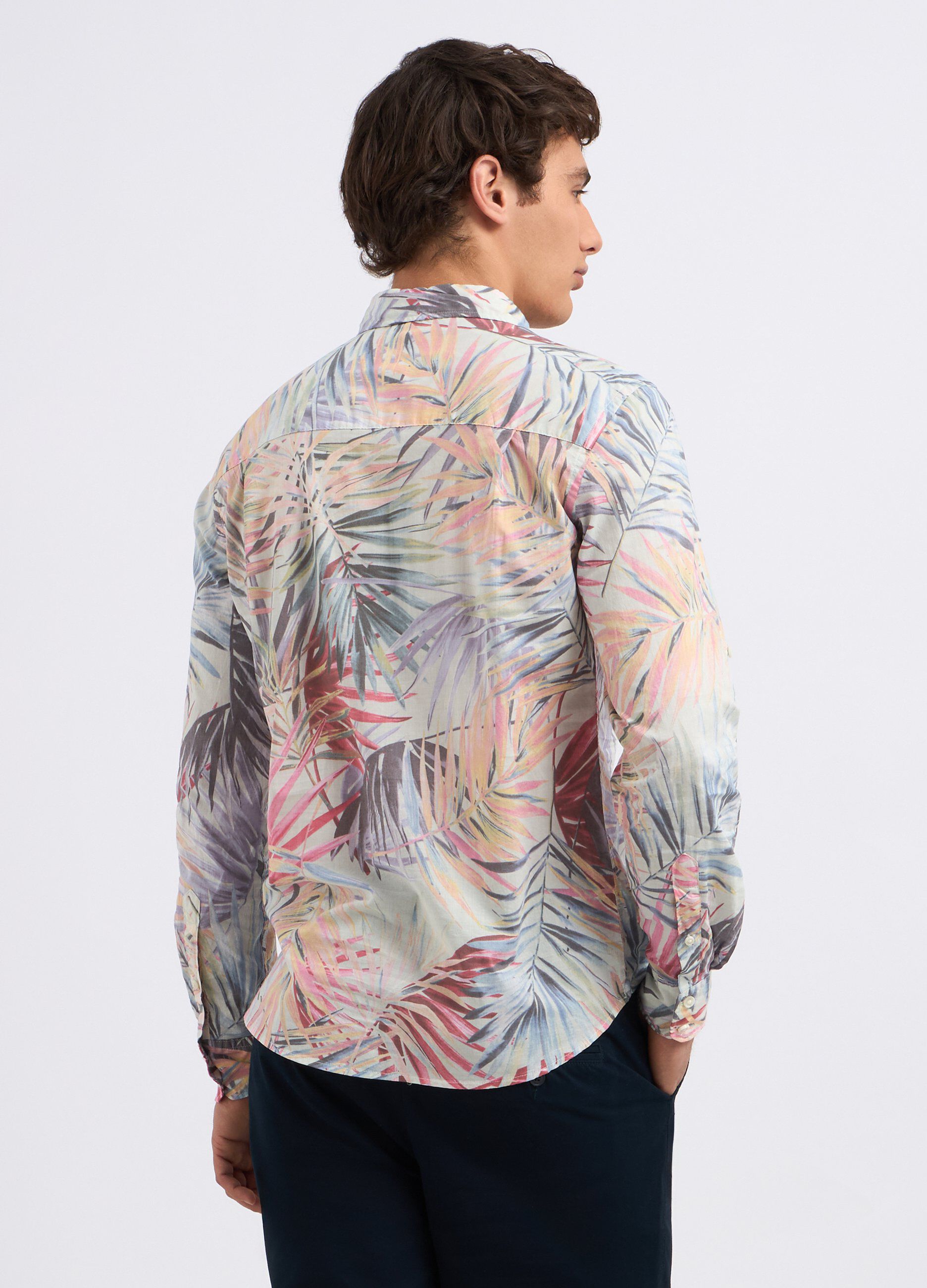 Camicia in puro cotone con stampa uomo_1