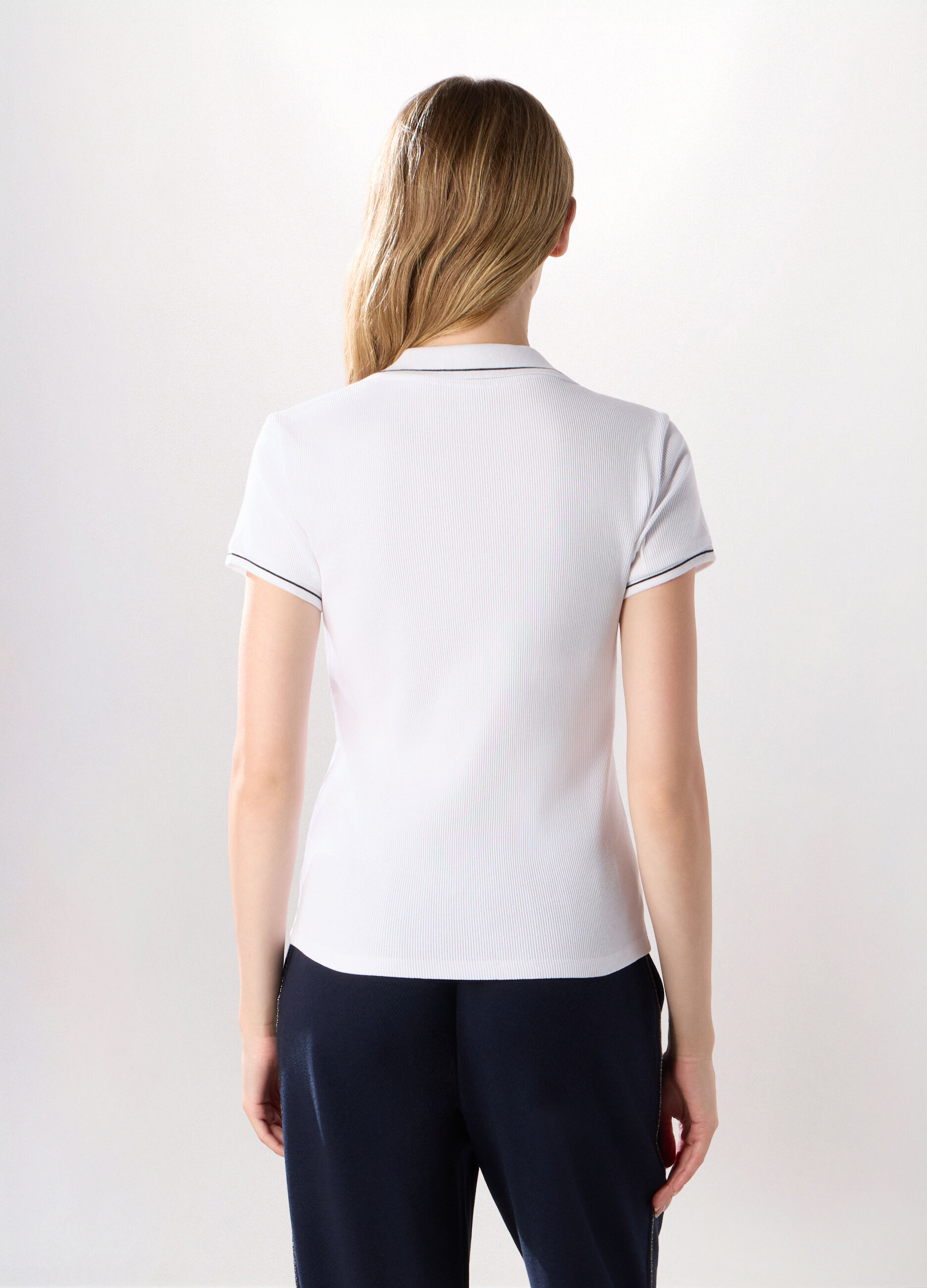 T-shirt in costina di puro cotone donna_1