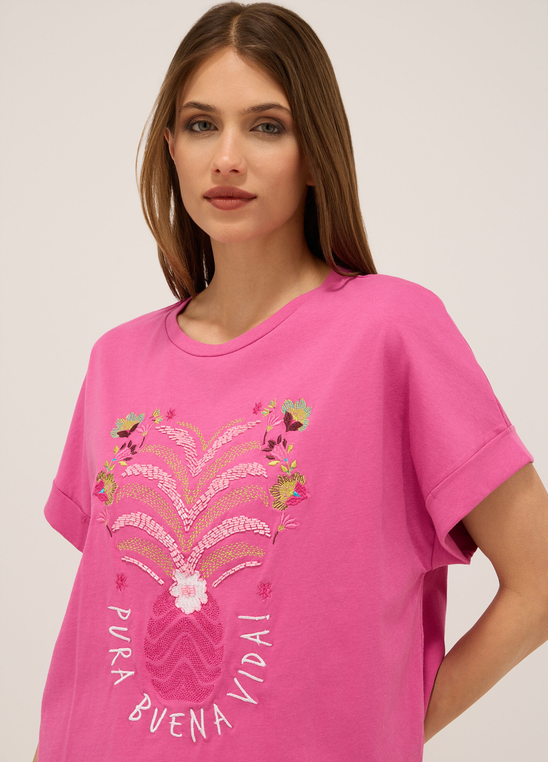 T-shirt in jersey di puro cotone donna_2