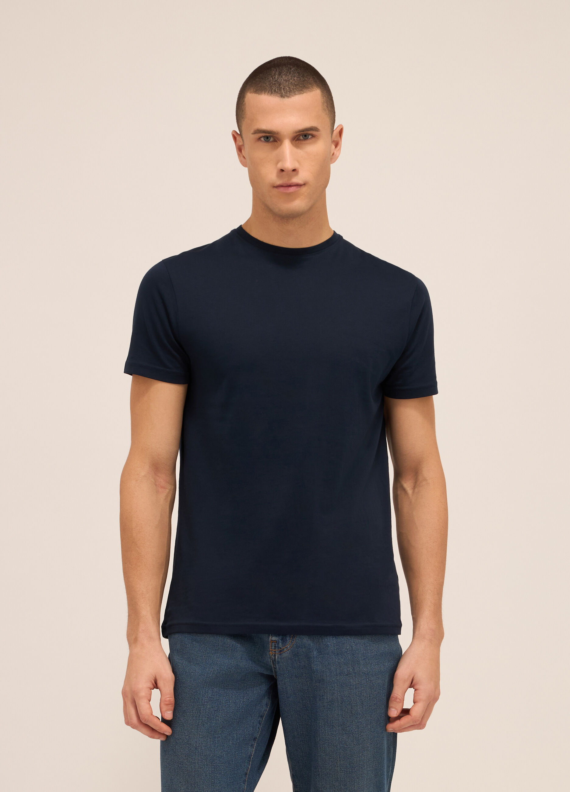 T-shirt girocollo in jersey di puro cotone uomo_0