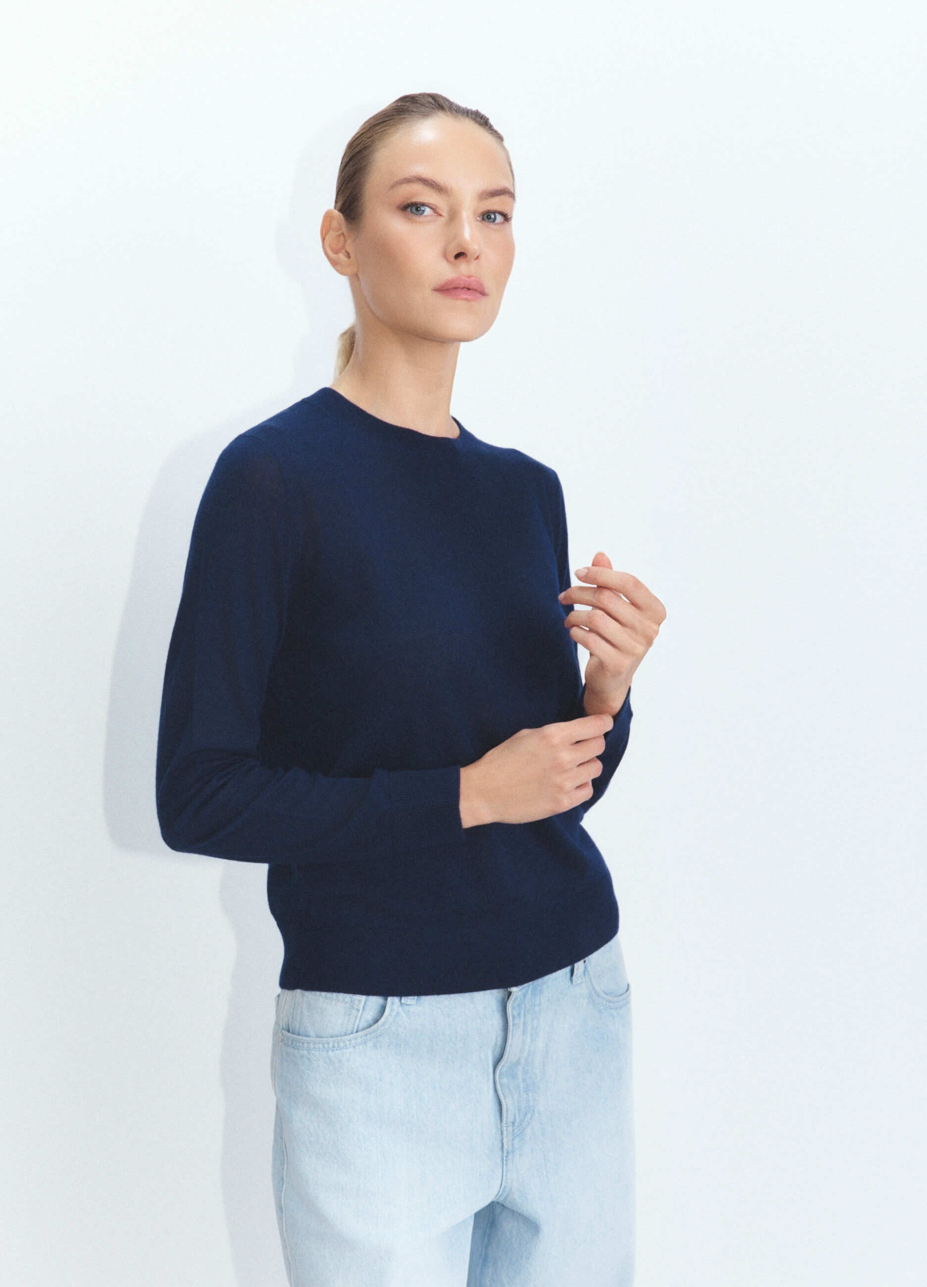 Maglia girocollo rasata donna_1