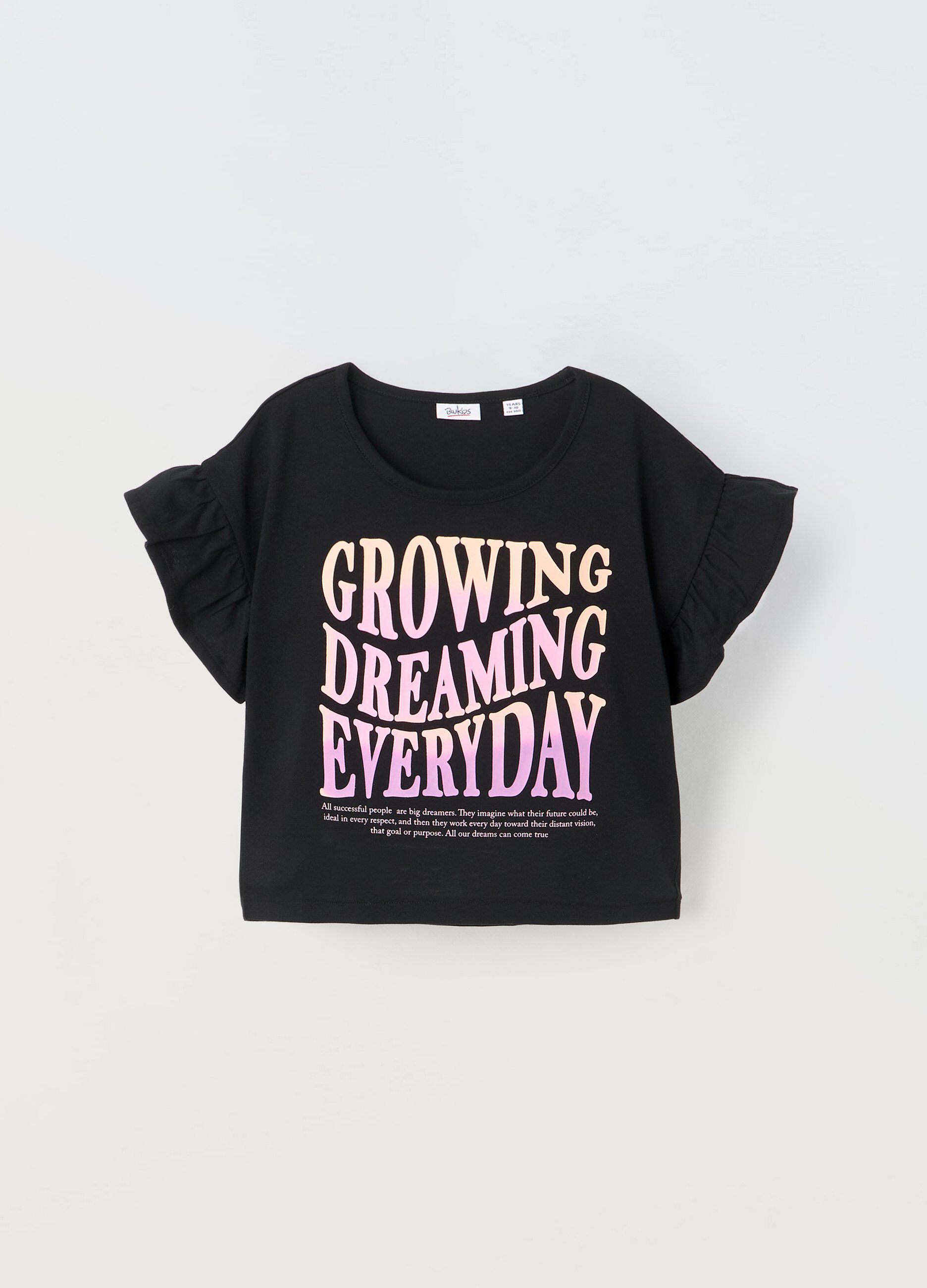 T-shirt in puro cotone con rouches ragazza_0